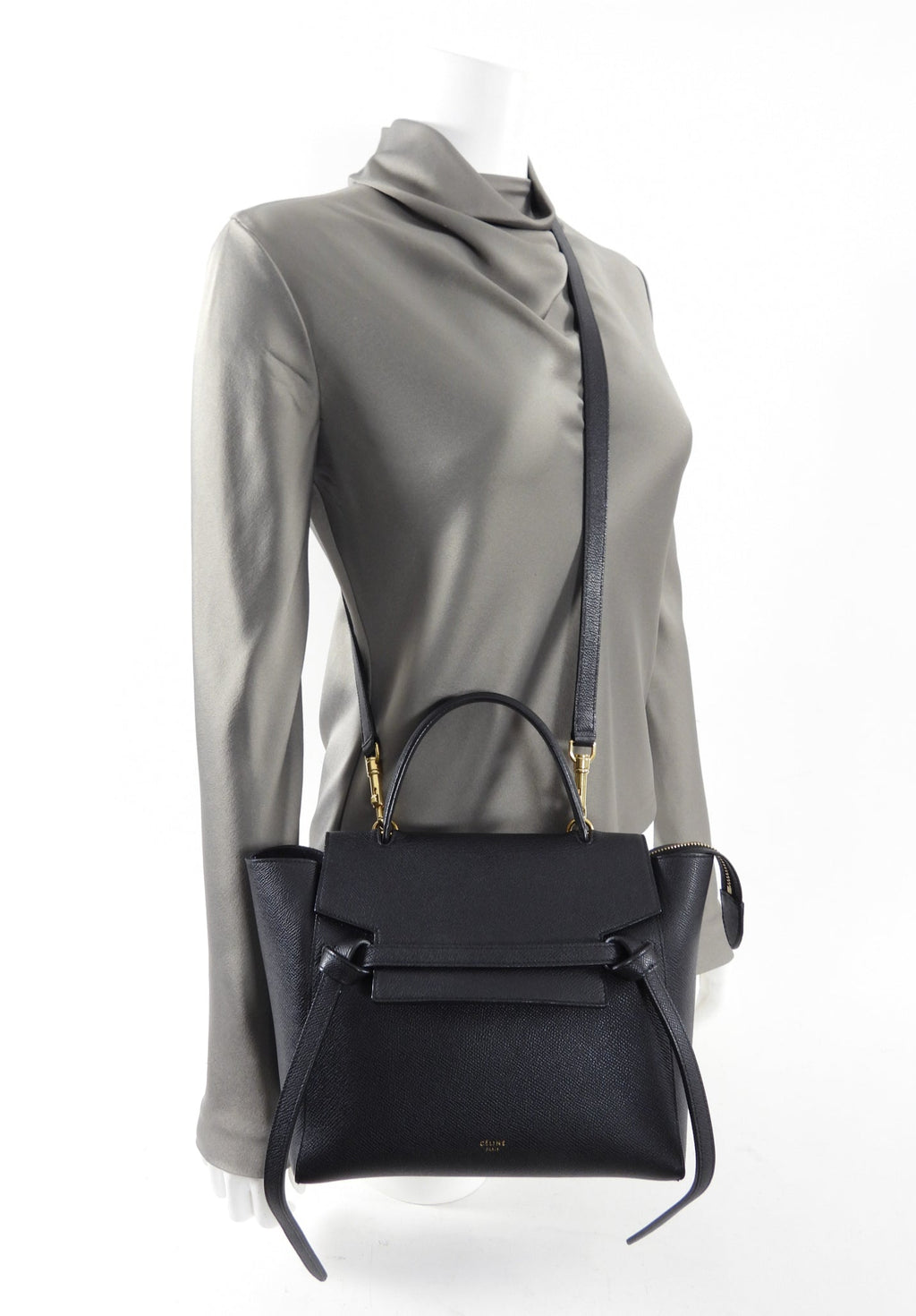 Celine Micro Grained Black Leather Belt Bag