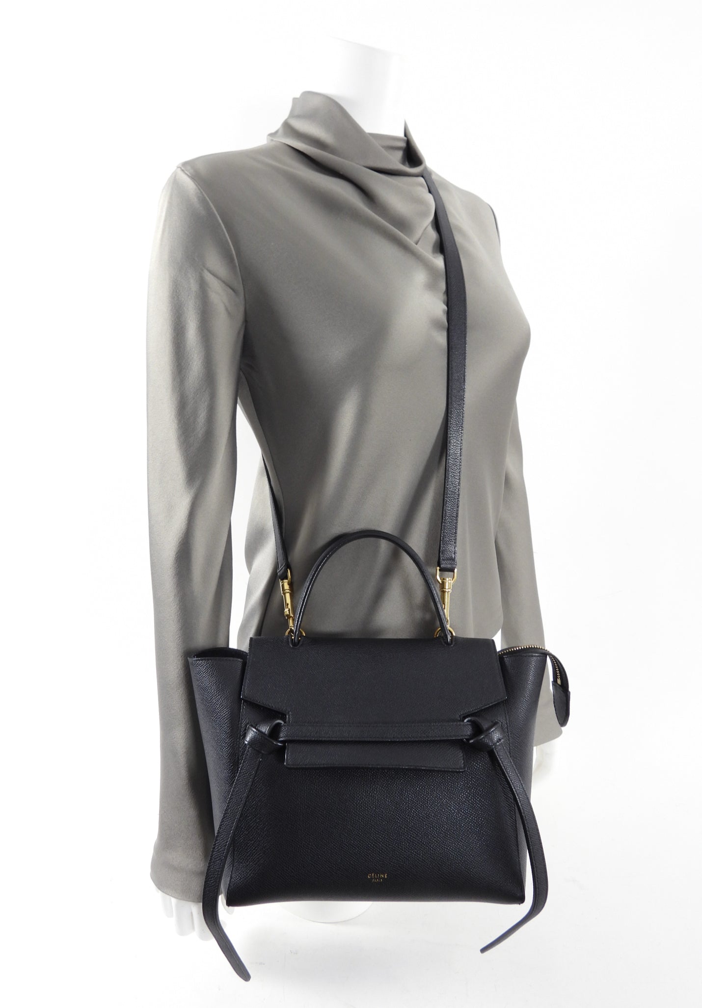 Celine Micro Grained Black Leather Belt Bag
