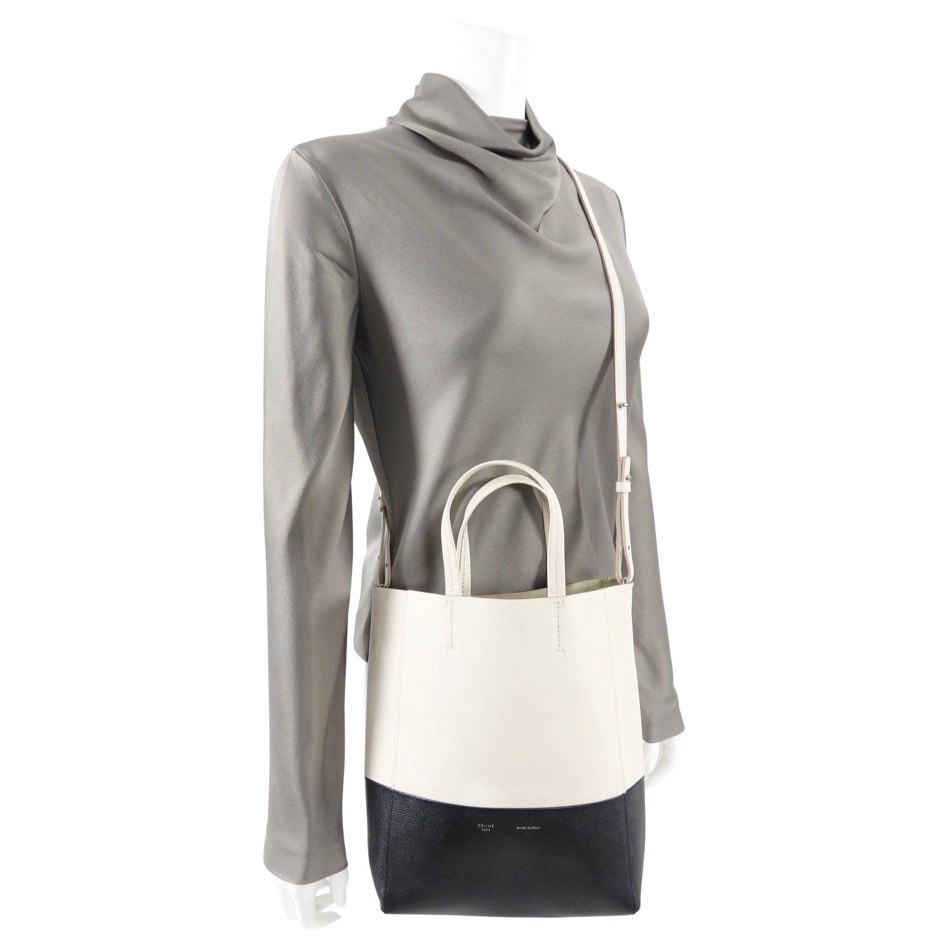 Celine Bicolor Vertical Cabas Small Tote Bag