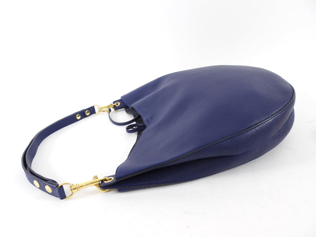 Celine Blue Leather Large Hobo Shoulder Bag