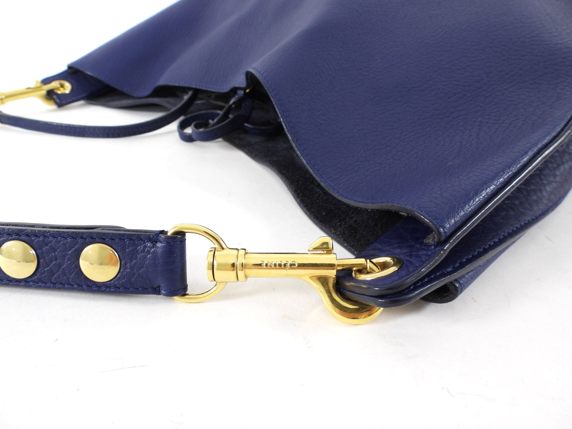 Celine Blue Leather Large Hobo Shoulder Bag
