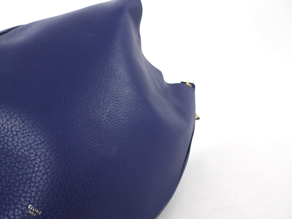 Celine Blue Leather Large Hobo Shoulder Bag