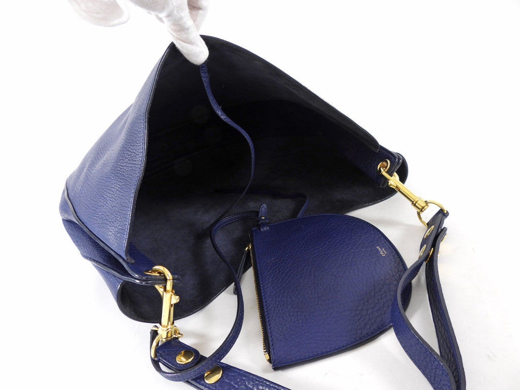 Celine Blue Leather Large Hobo Shoulder Bag