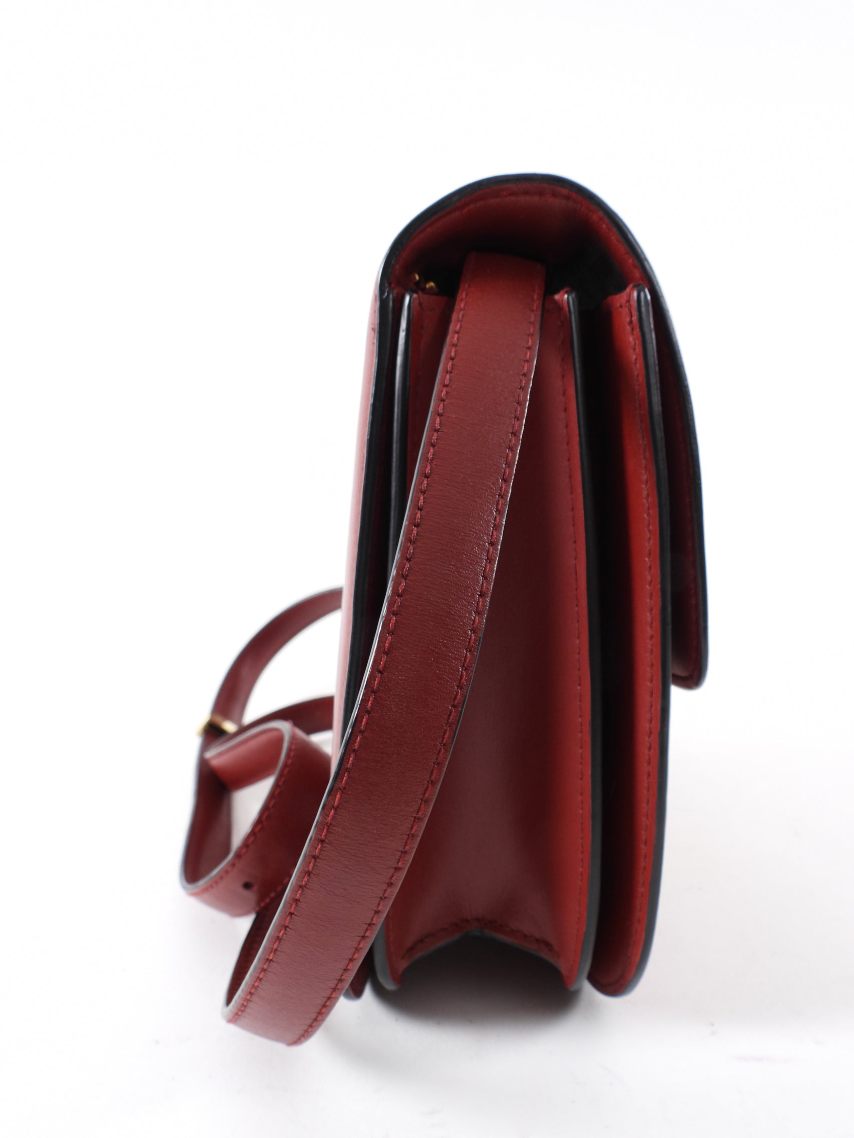 Celine Medium Box Bag Dark Burgundy Leather