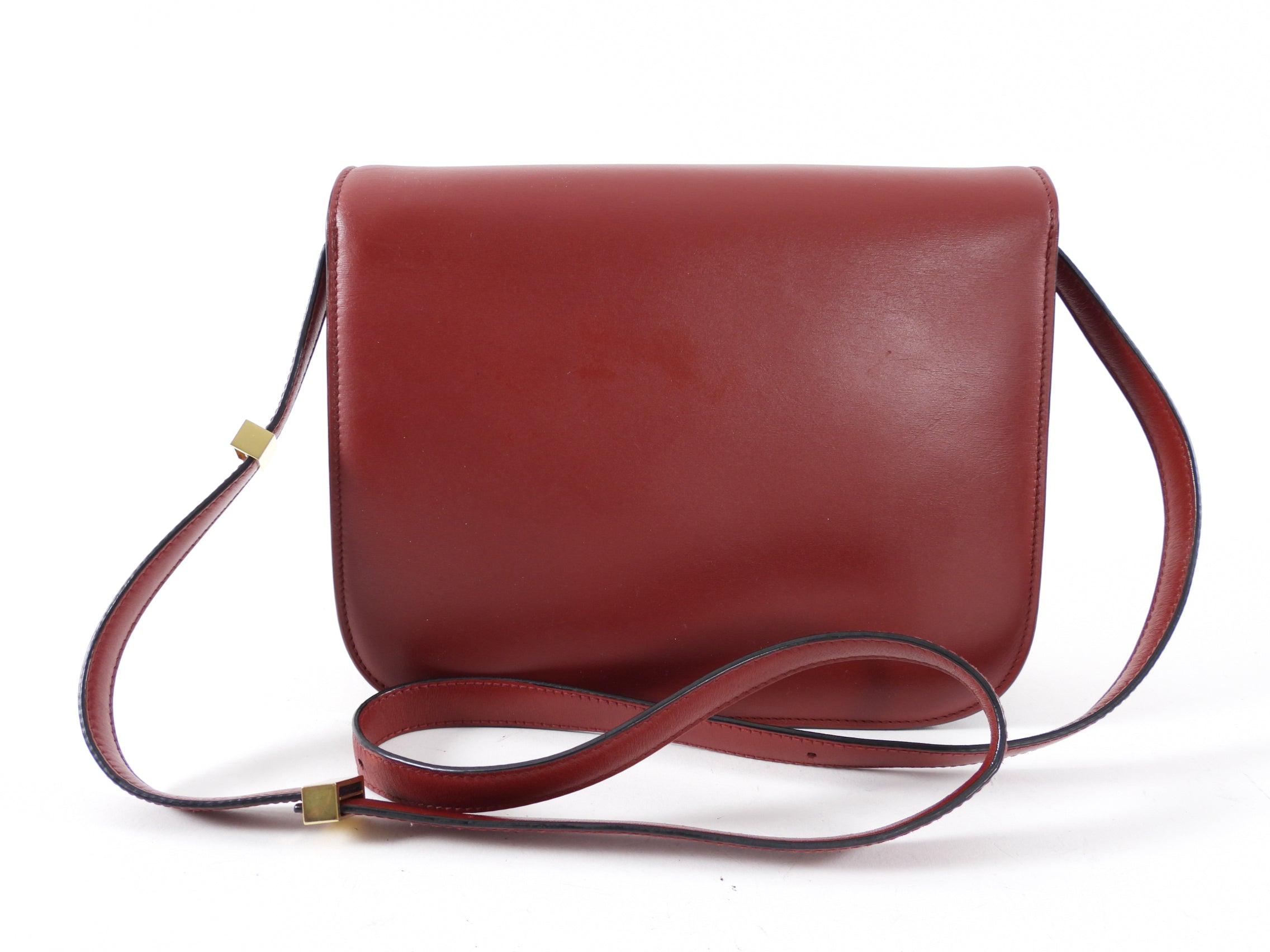 Celine Medium Box Bag Dark Burgundy Leather