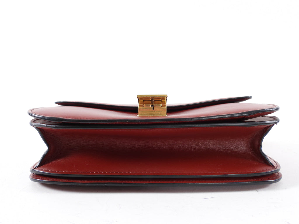Celine Medium Box Bag Dark Burgundy Leather