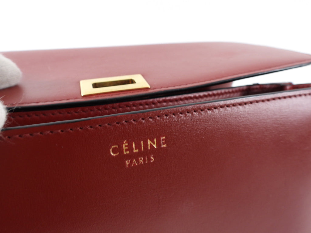Celine Medium Box Bag Dark Burgundy Leather