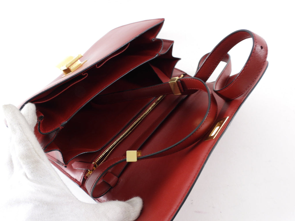 Celine Medium Box Bag Dark Burgundy Leather