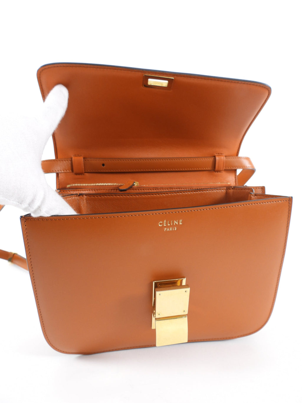 Celine Medium Brown Smooth Calfskin Box Shoulder Bag