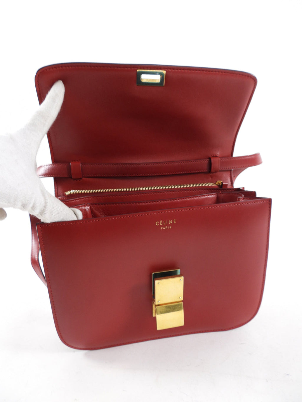 Celine Red Medium Box Shoulder Bag