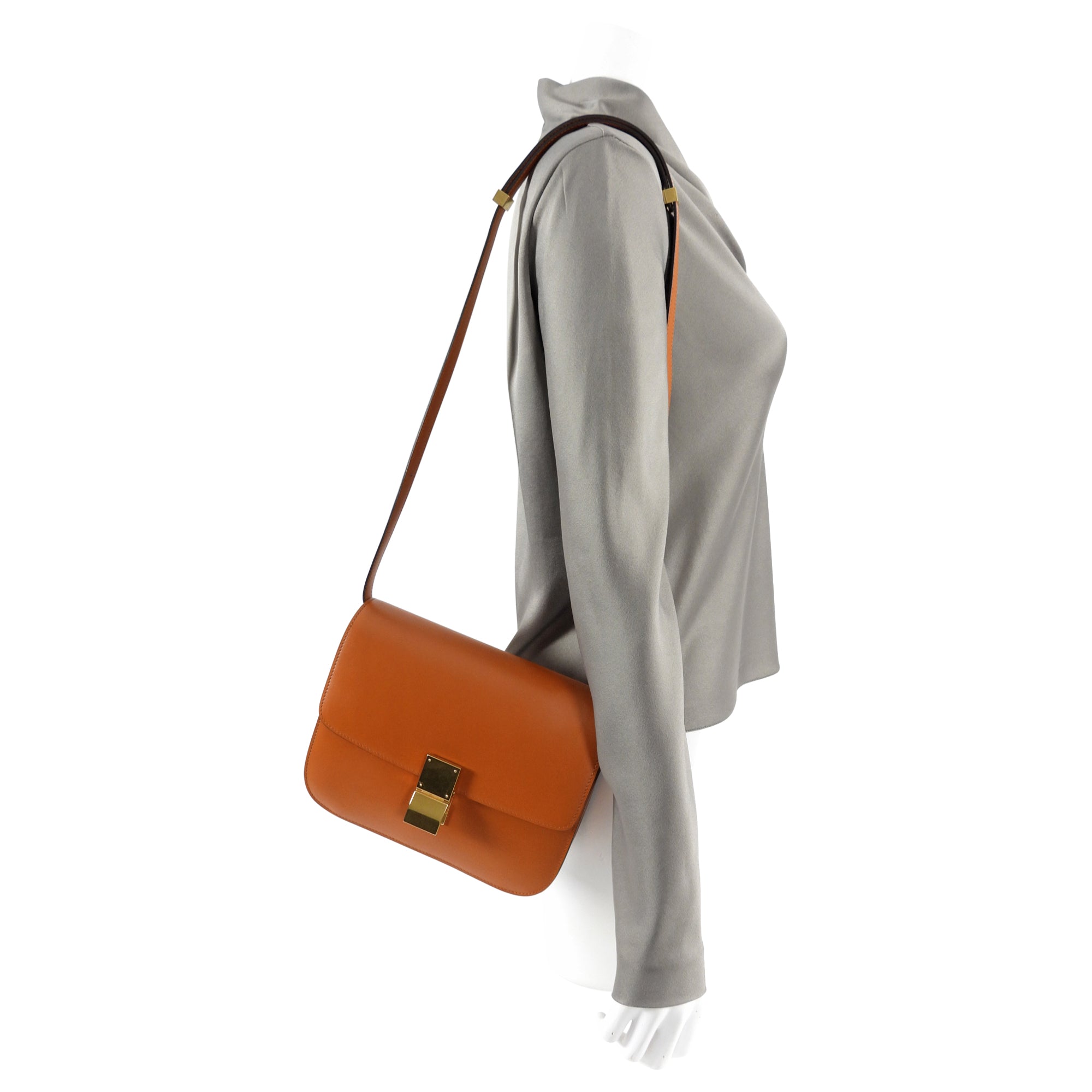 Celine Medium Brown Smooth Calfskin Box Shoulder Bag