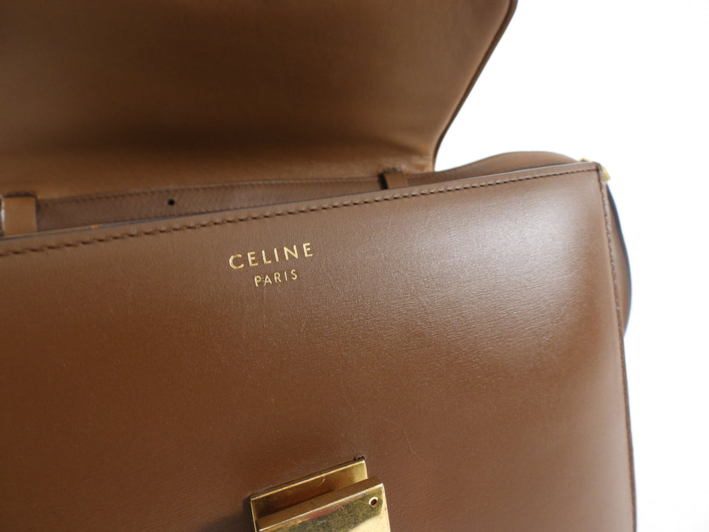 Celine Brown Leather Medium Box Bag