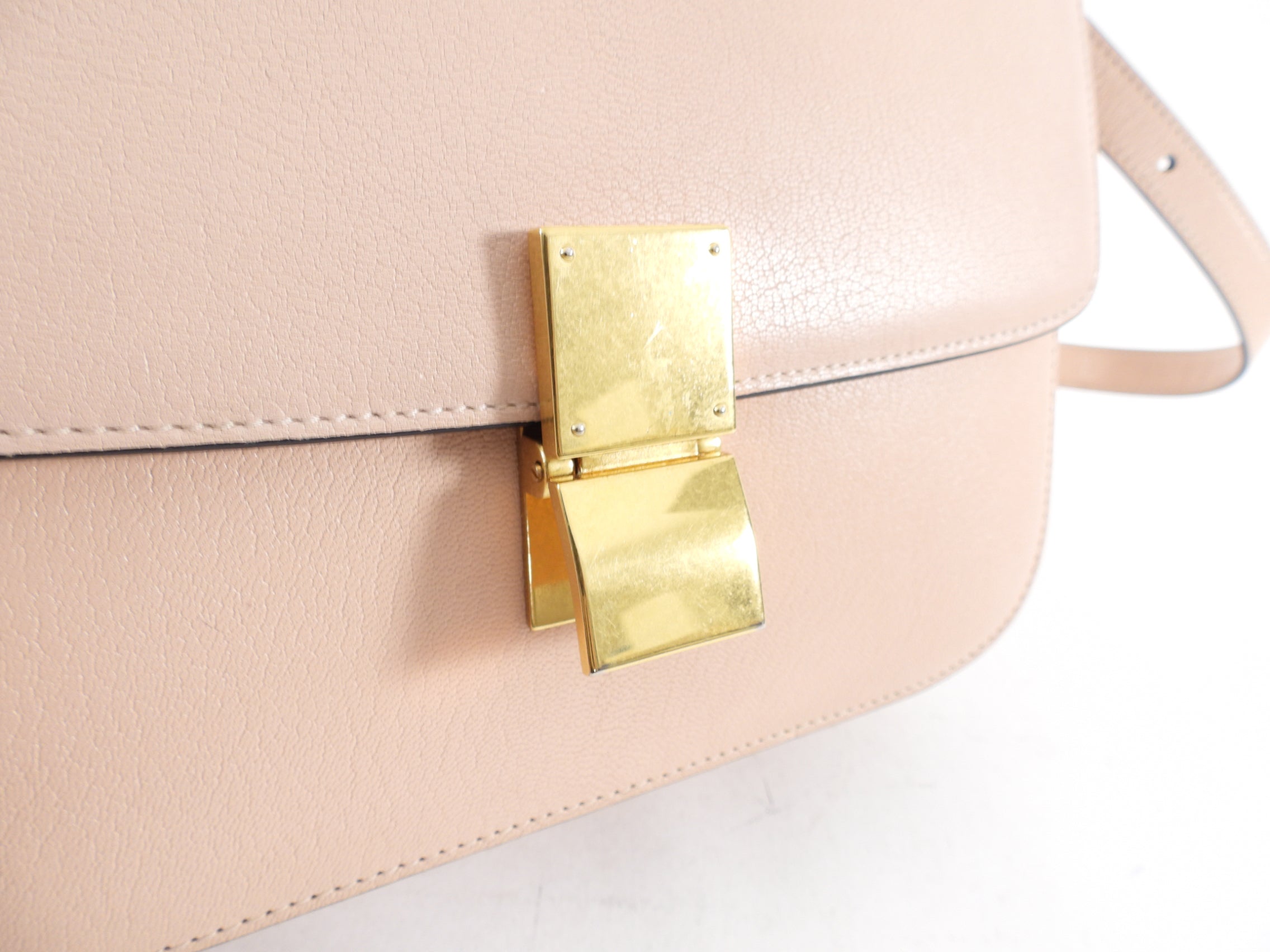 Celine Nude Calfskin Leather Medium Classic Box Bag