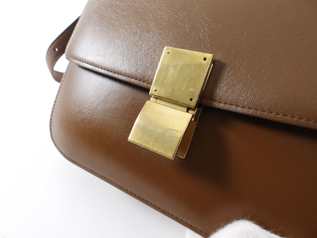 Celine Brown Leather Medium Box Bag
