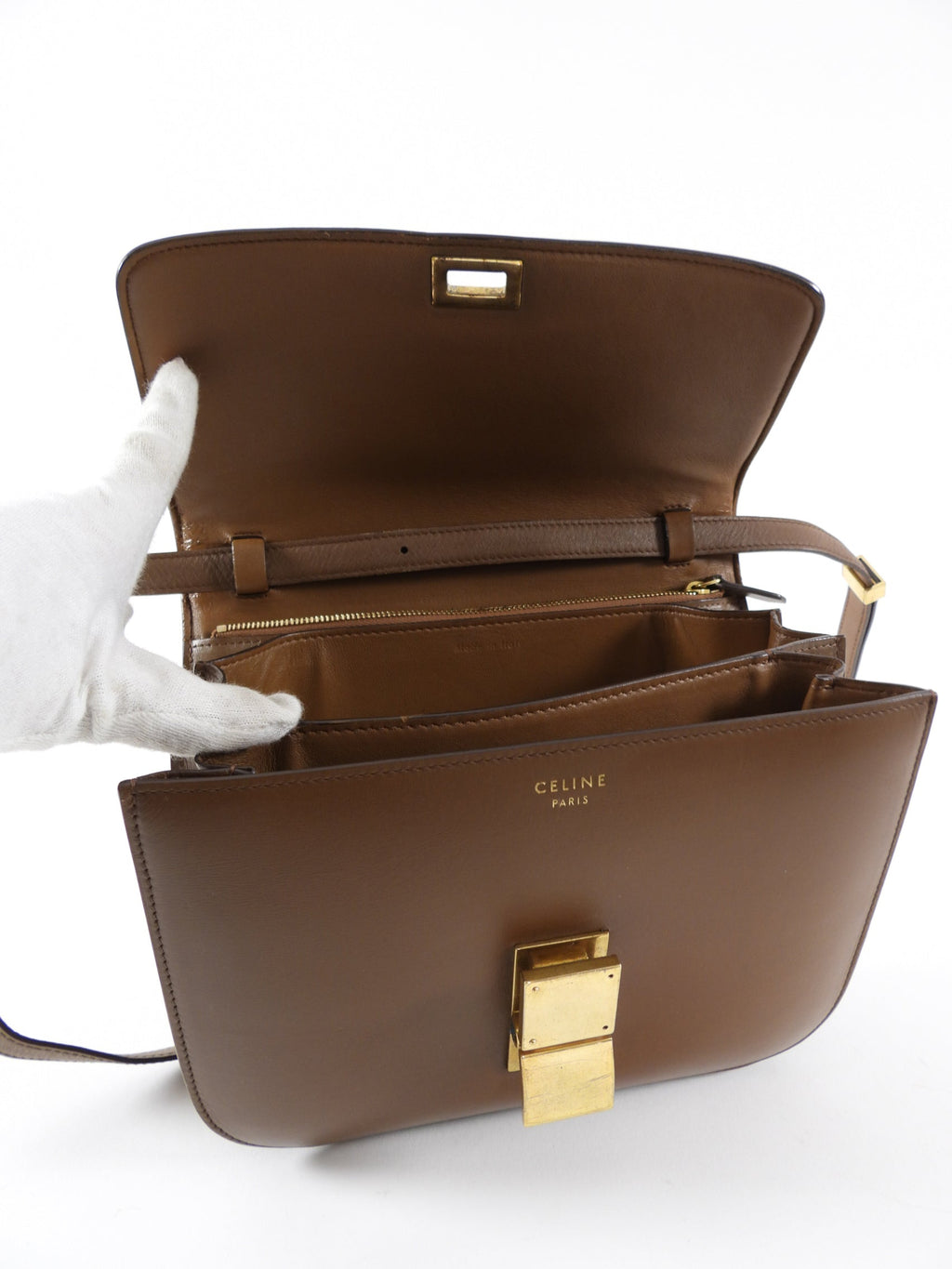 Celine Brown Leather Medium Box Bag