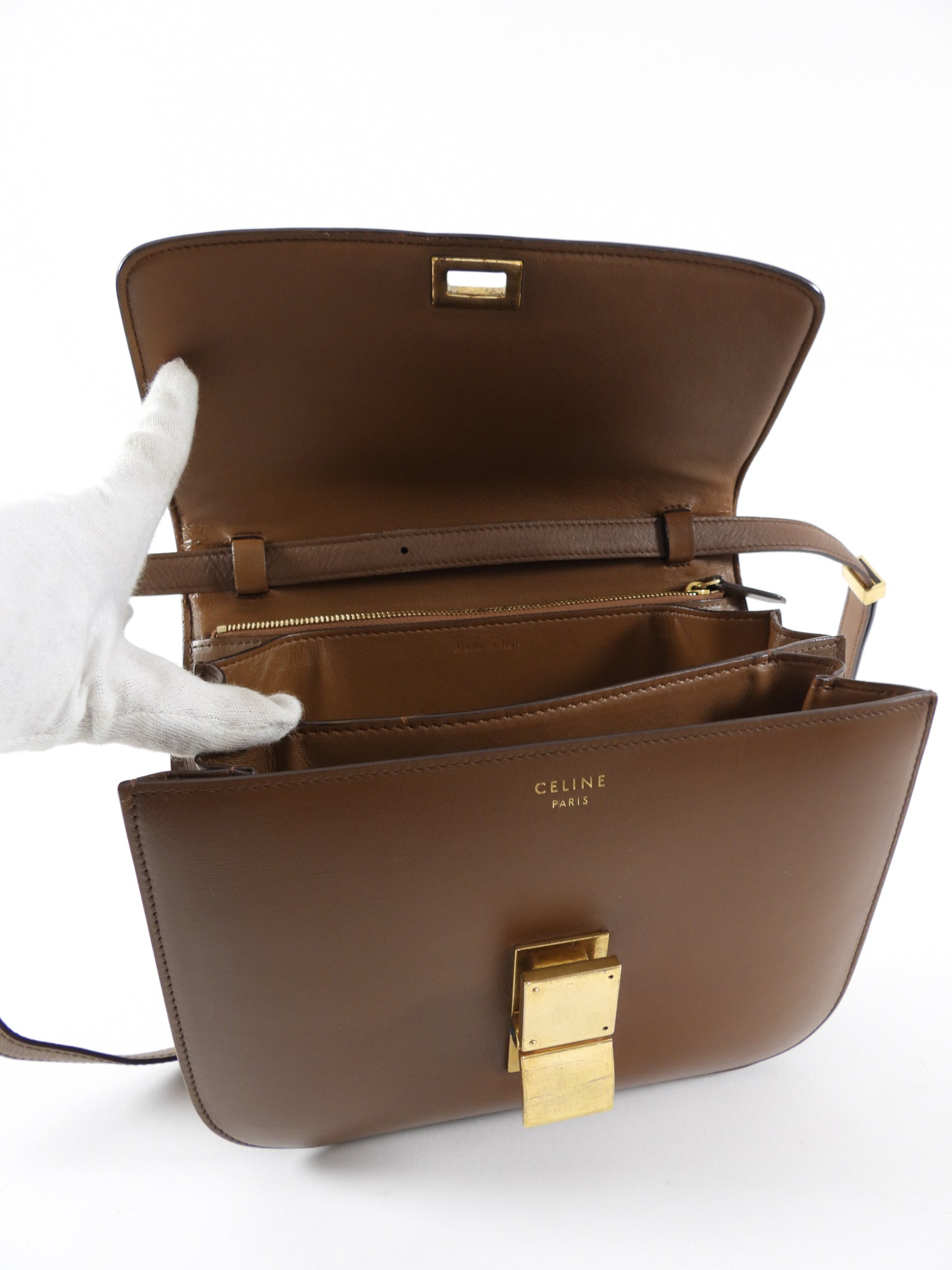 Celine Brown Leather Medium Box Bag