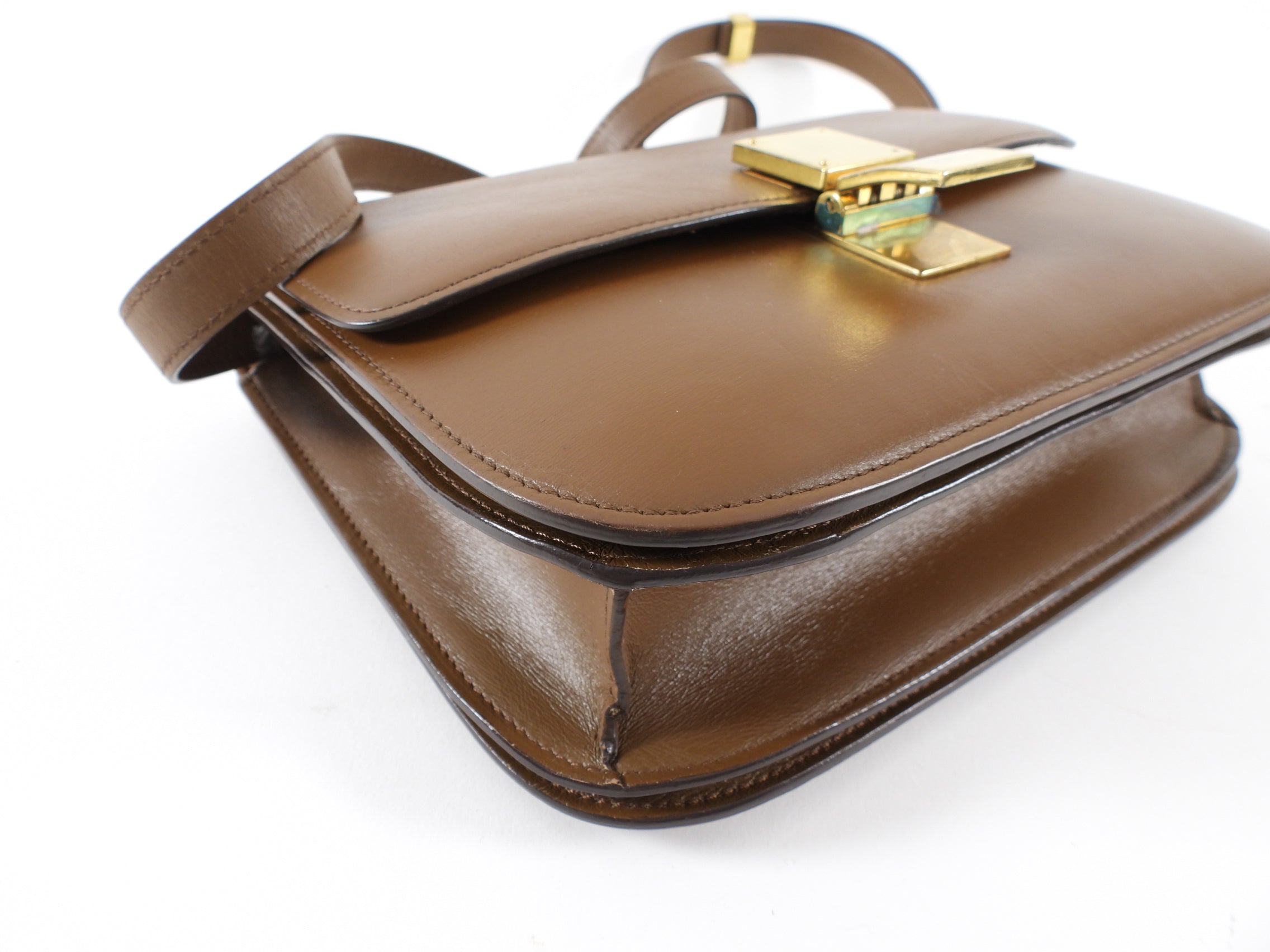 Celine Brown Leather Medium Box Bag