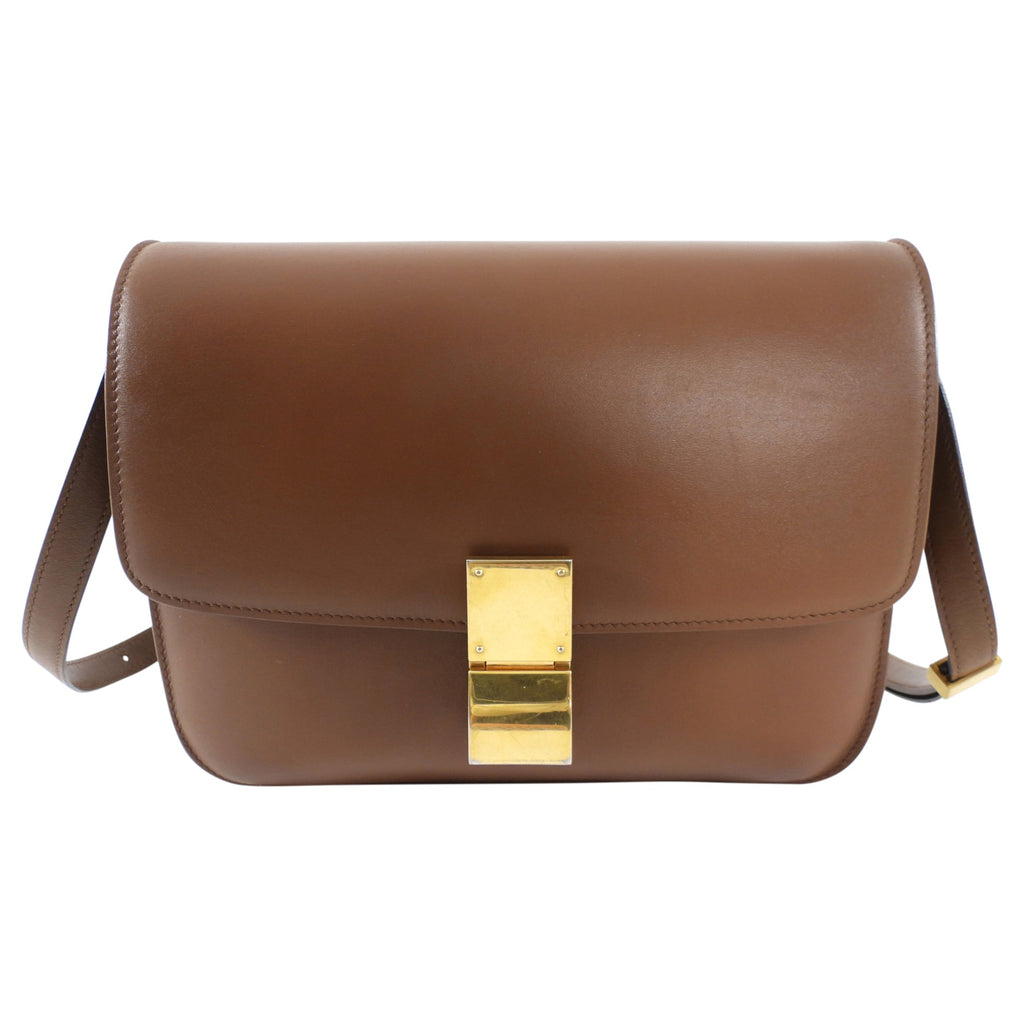 Celine Brown Leather Medium Box Bag