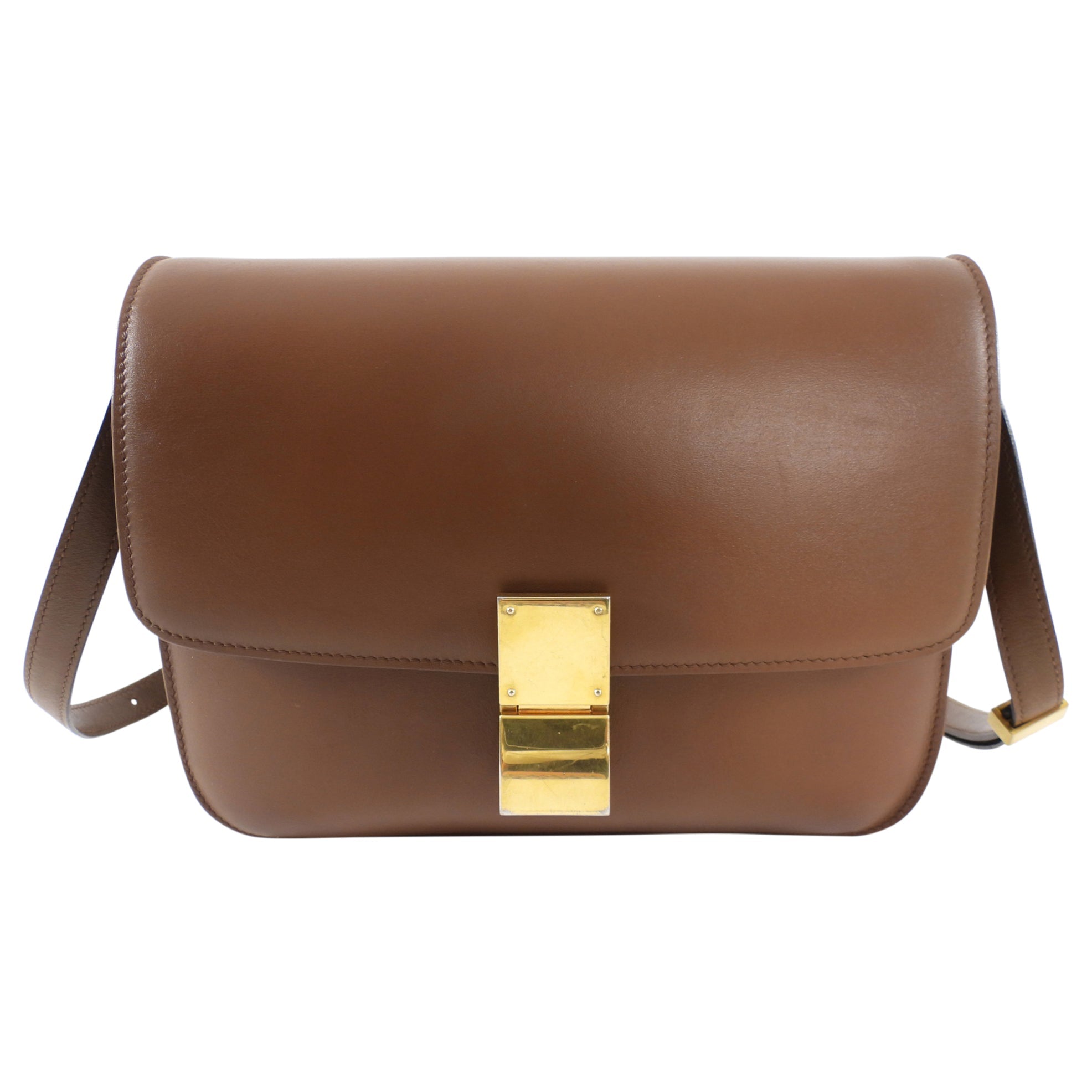 Celine Brown Leather Medium Box Bag