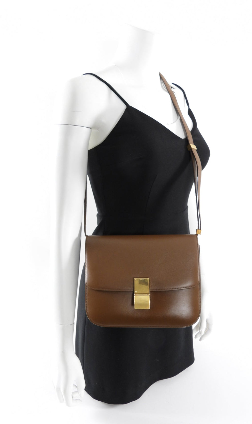 Celine Brown Leather Medium Box Bag