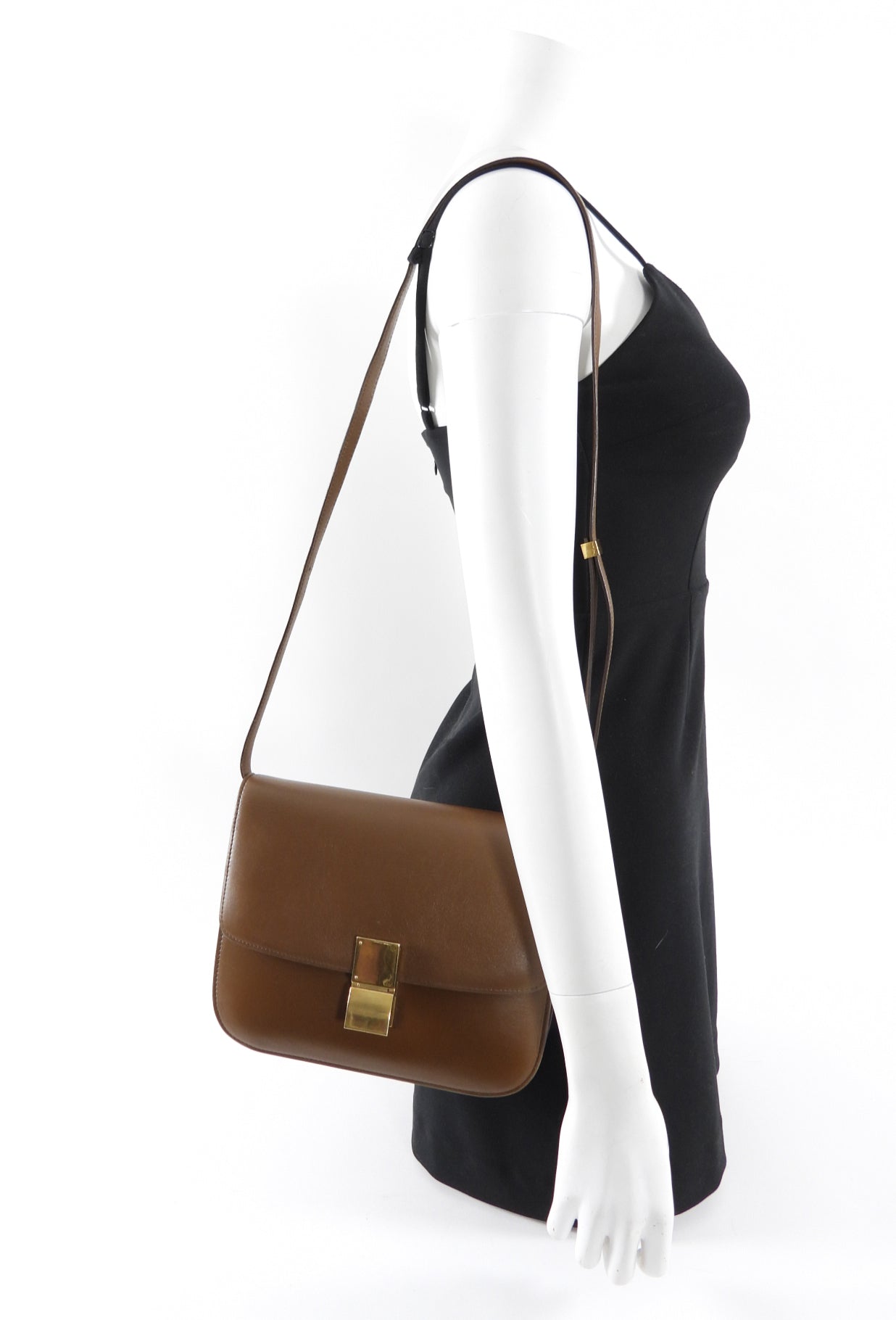Celine Brown Leather Medium Box Bag