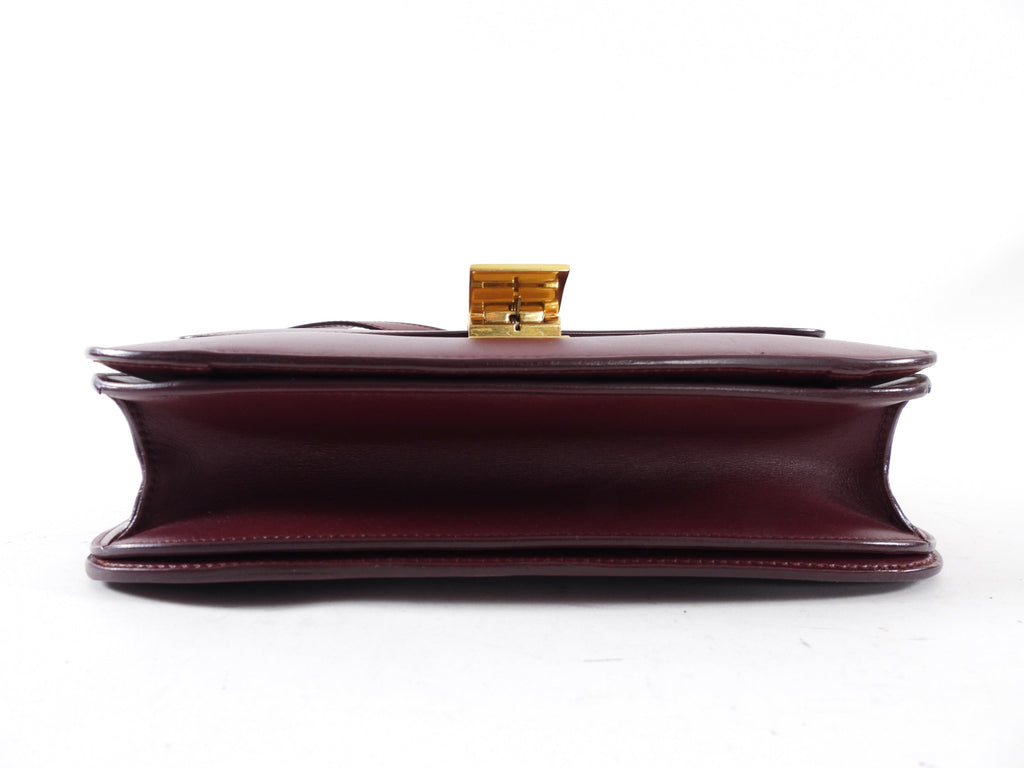 Celine Dark Burgundy Leather Medium Box Bag
