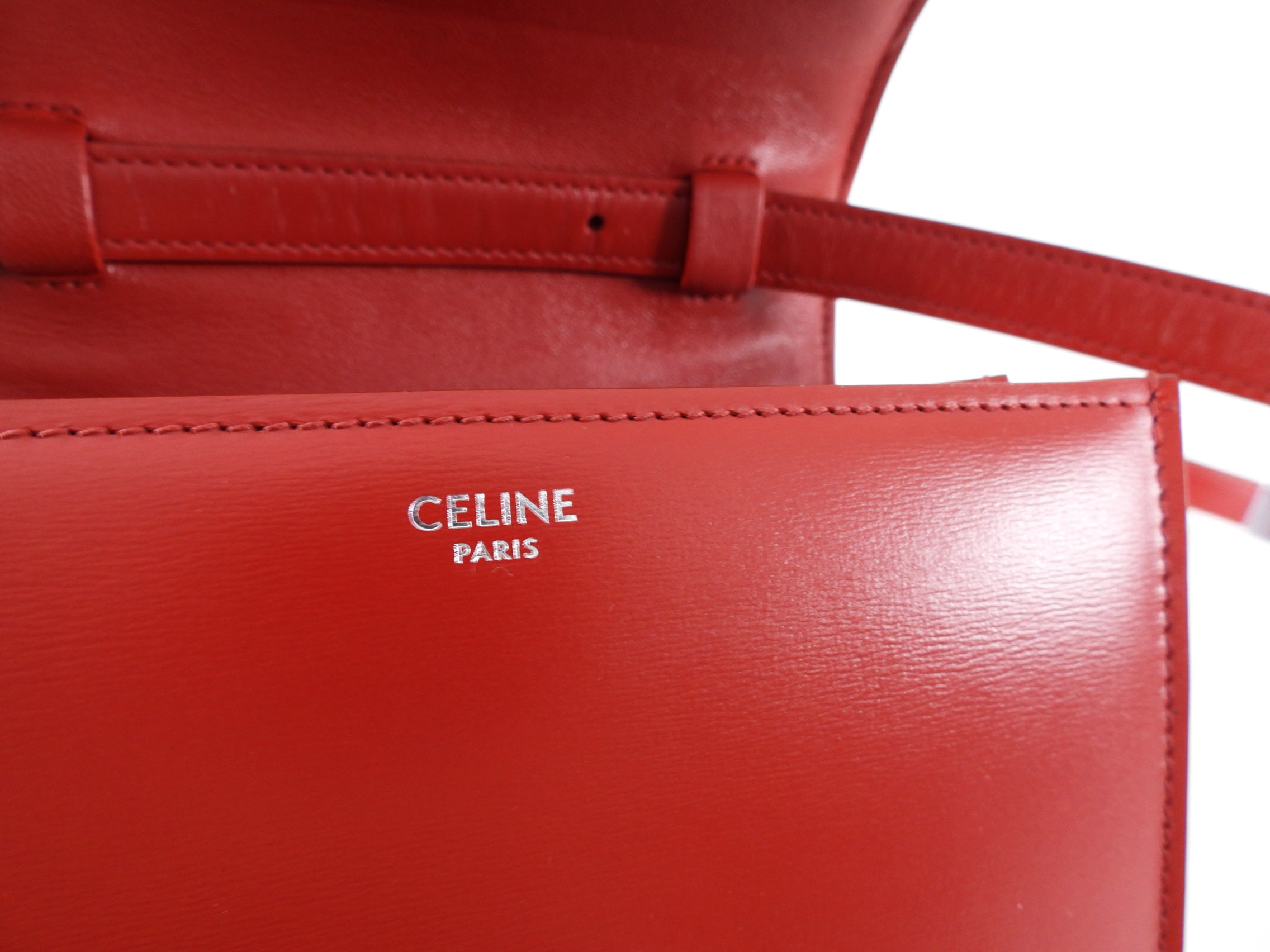 Celine Red Leather Small Box Bag