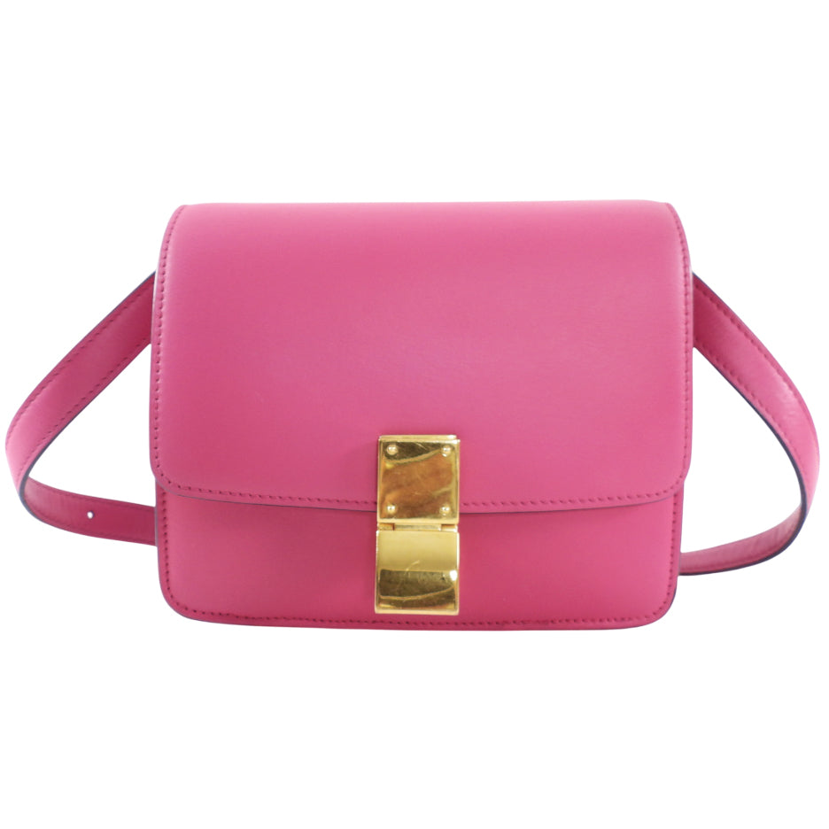 Celine Cherry Pink Leather Small Box Bag