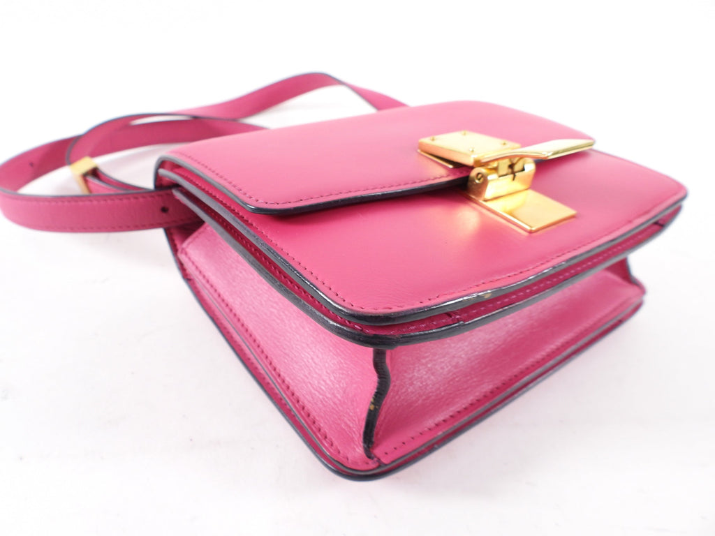 Celine Cherry Pink Leather Small Box Bag