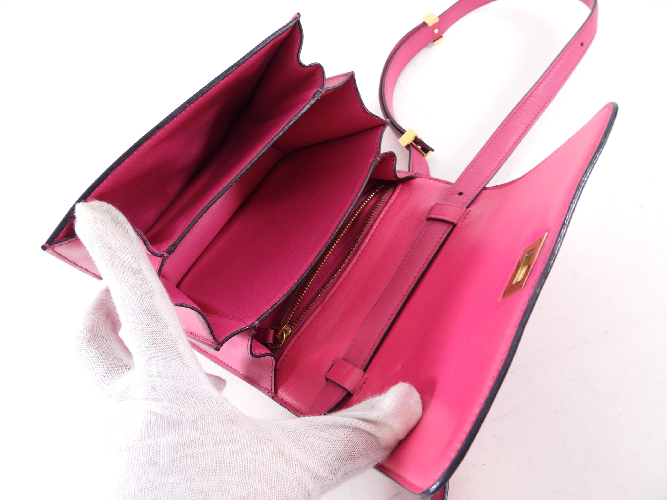 Celine Cherry Pink Leather Small Box Bag