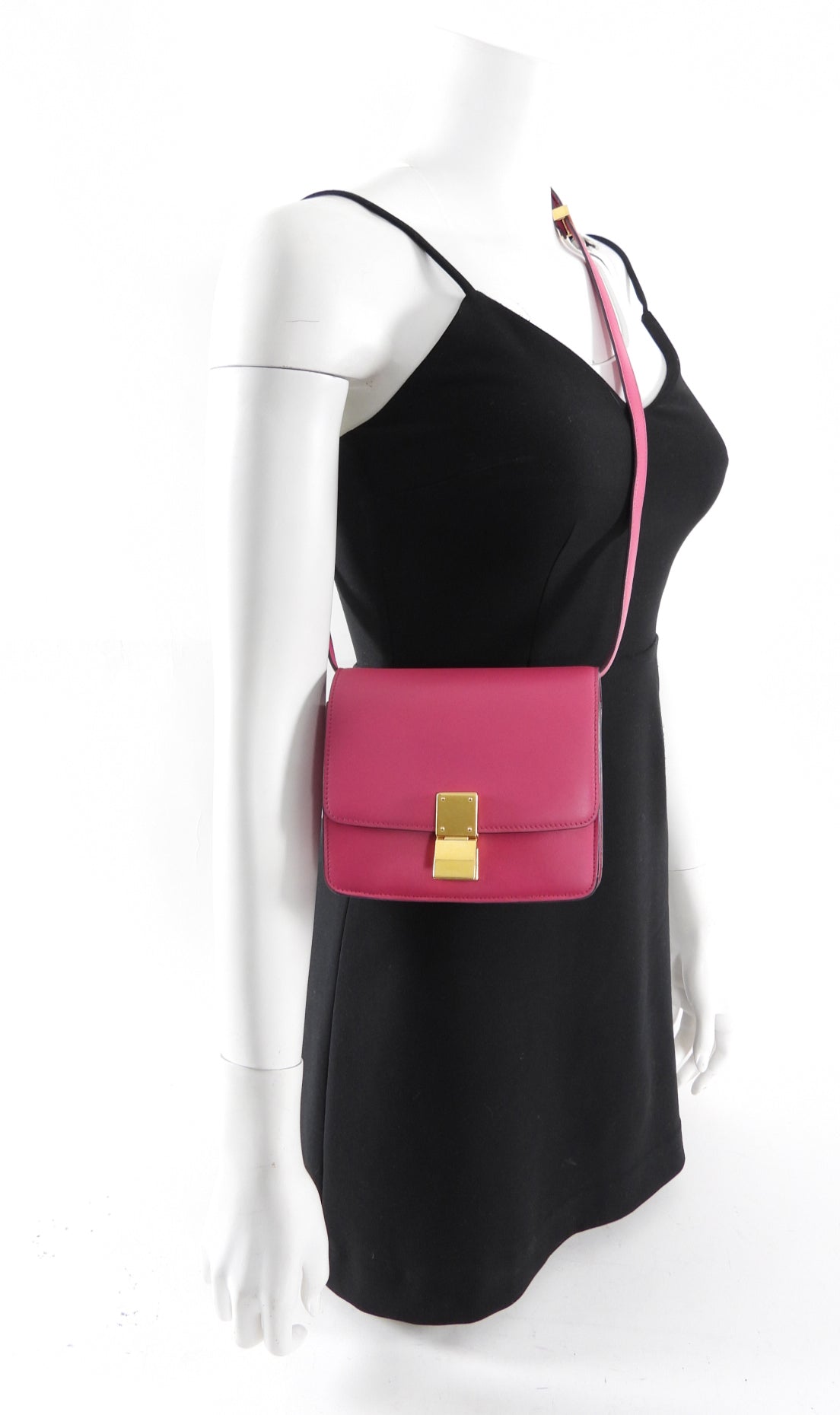 Celine Cherry Pink Leather Small Box Bag