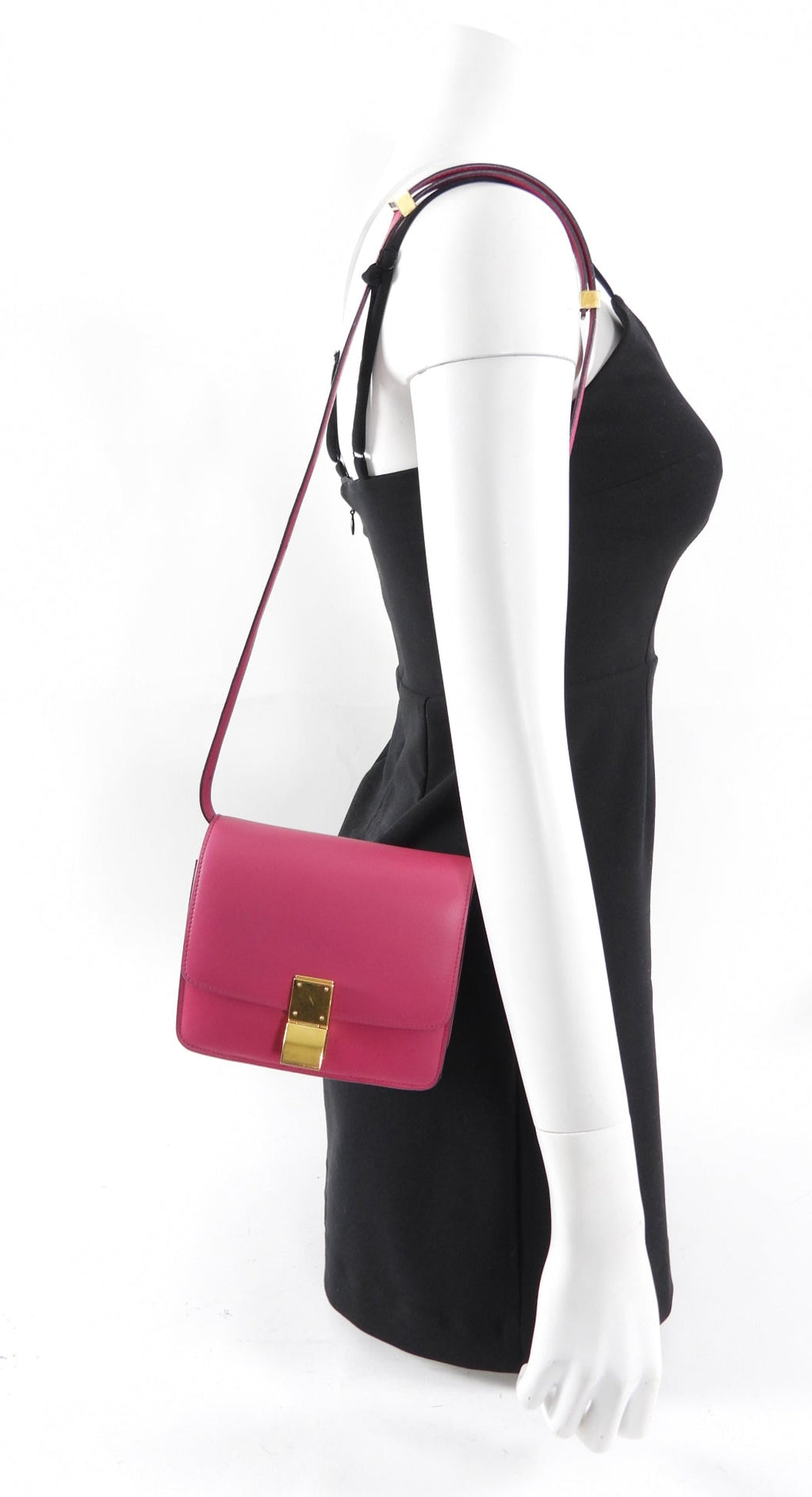 Celine Cherry Pink Leather Small Box Bag