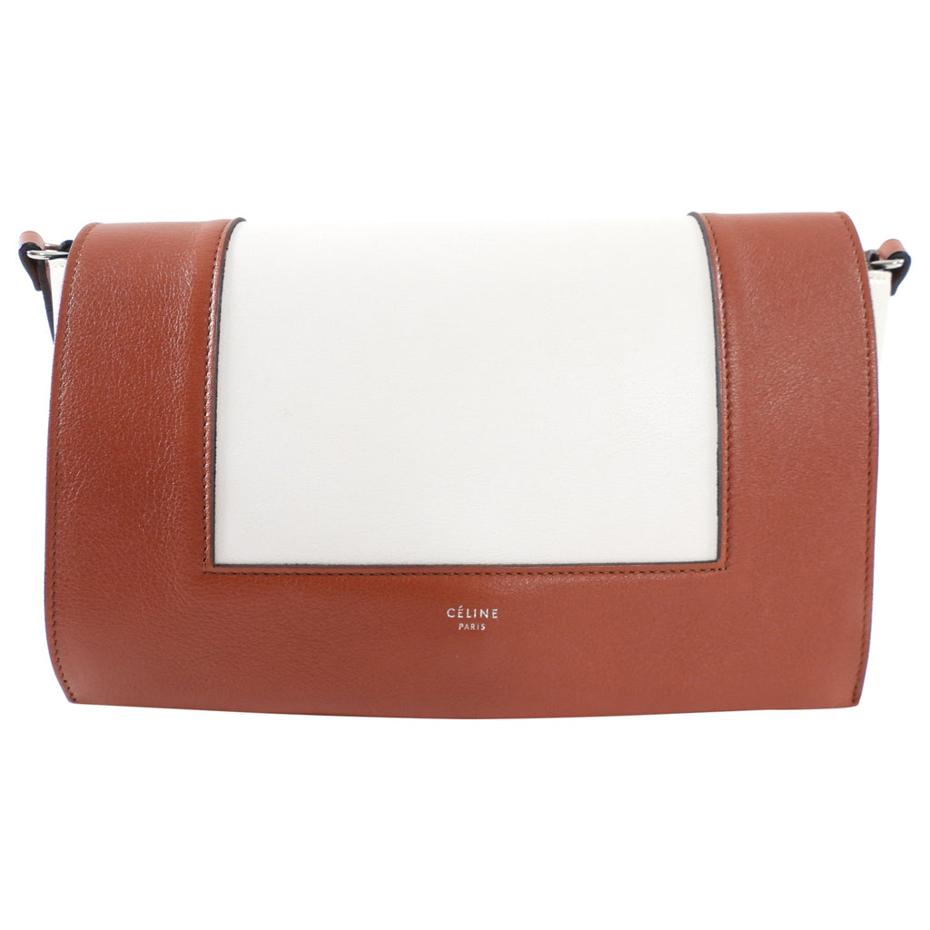 Celine Ivory and Brown Leather Frame Shoulder Bag