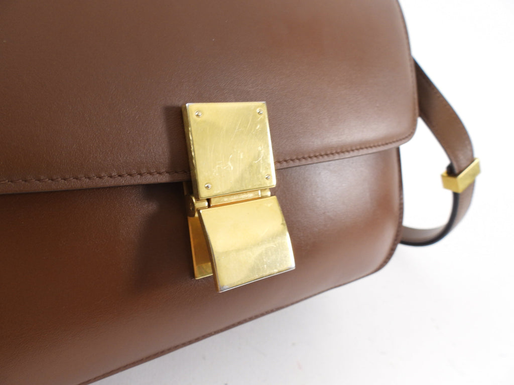 Celine Brown Leather Medium Box Bag