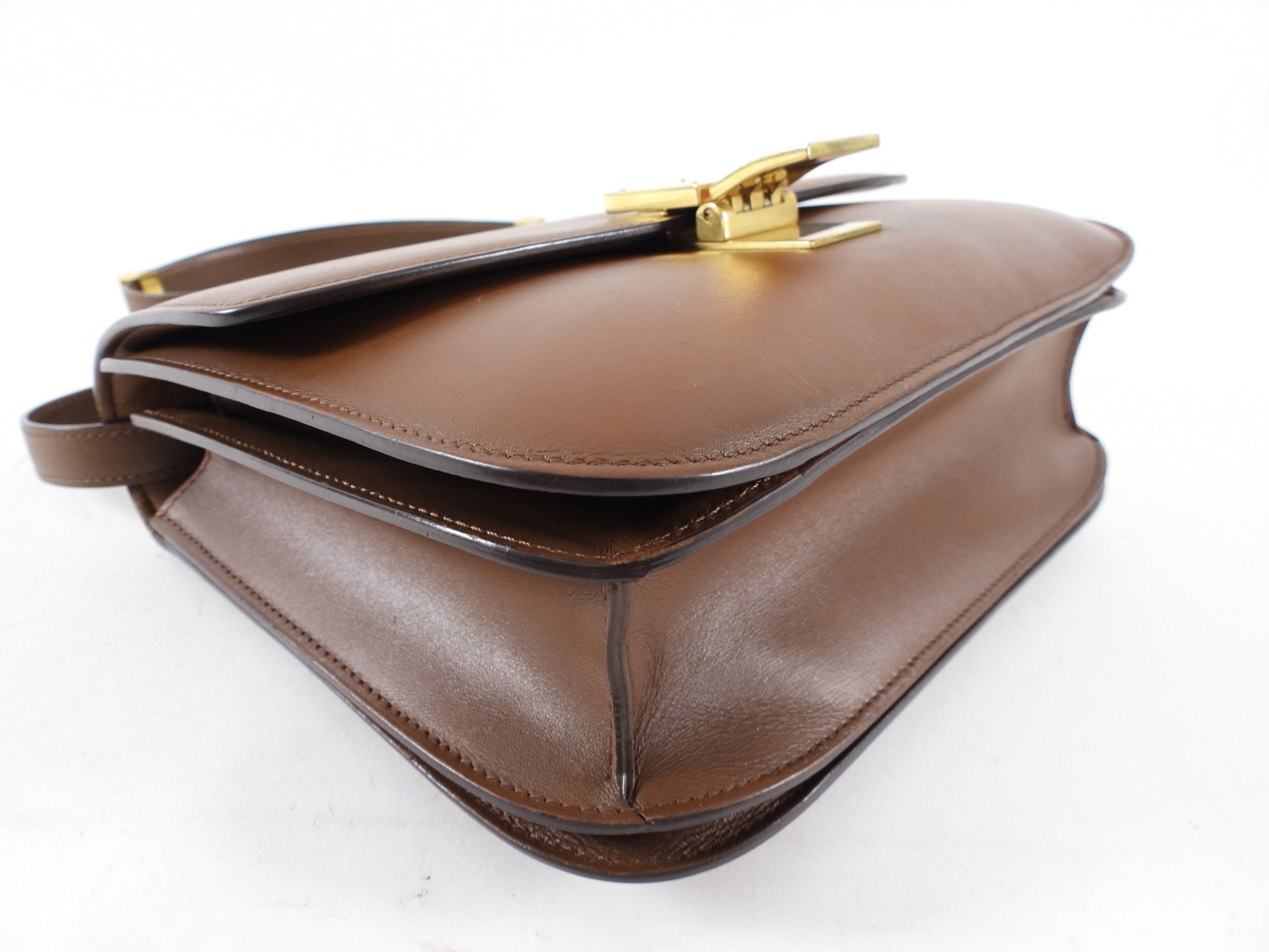 Celine Brown Leather Medium Box Bag