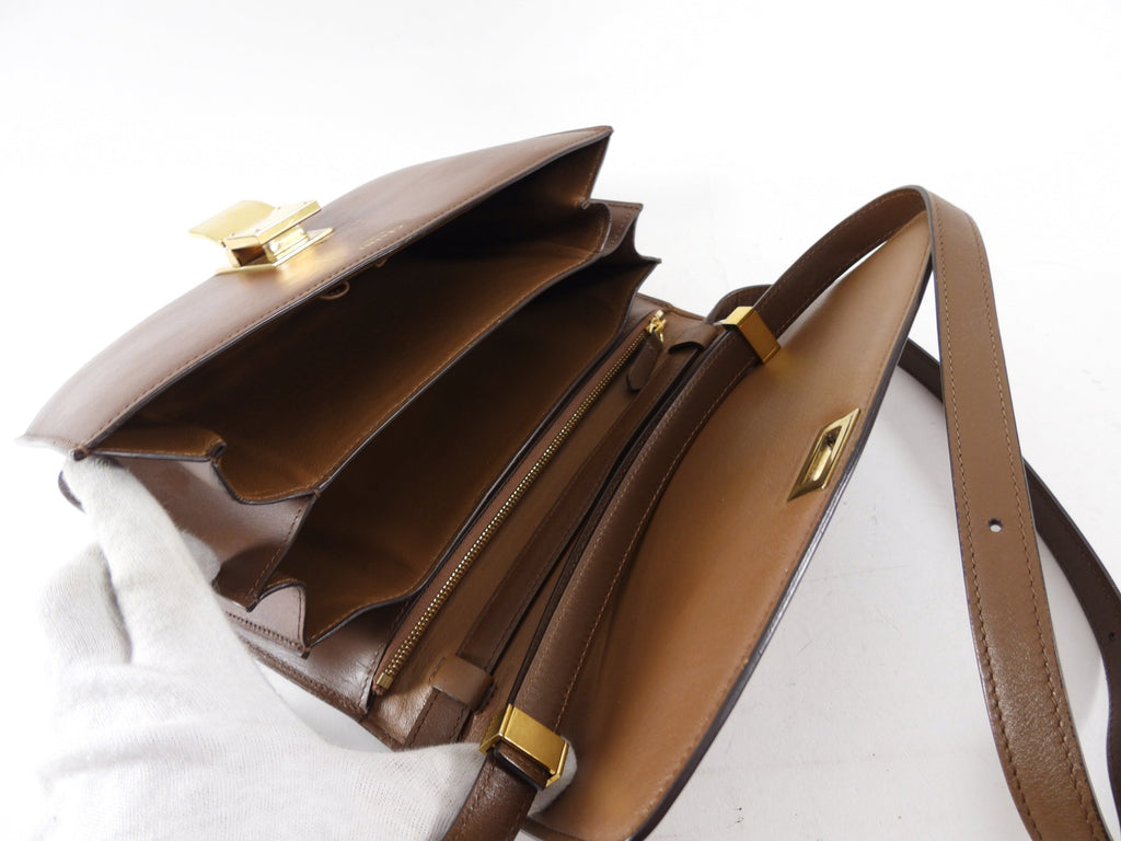 Celine Brown Leather Medium Box Bag
