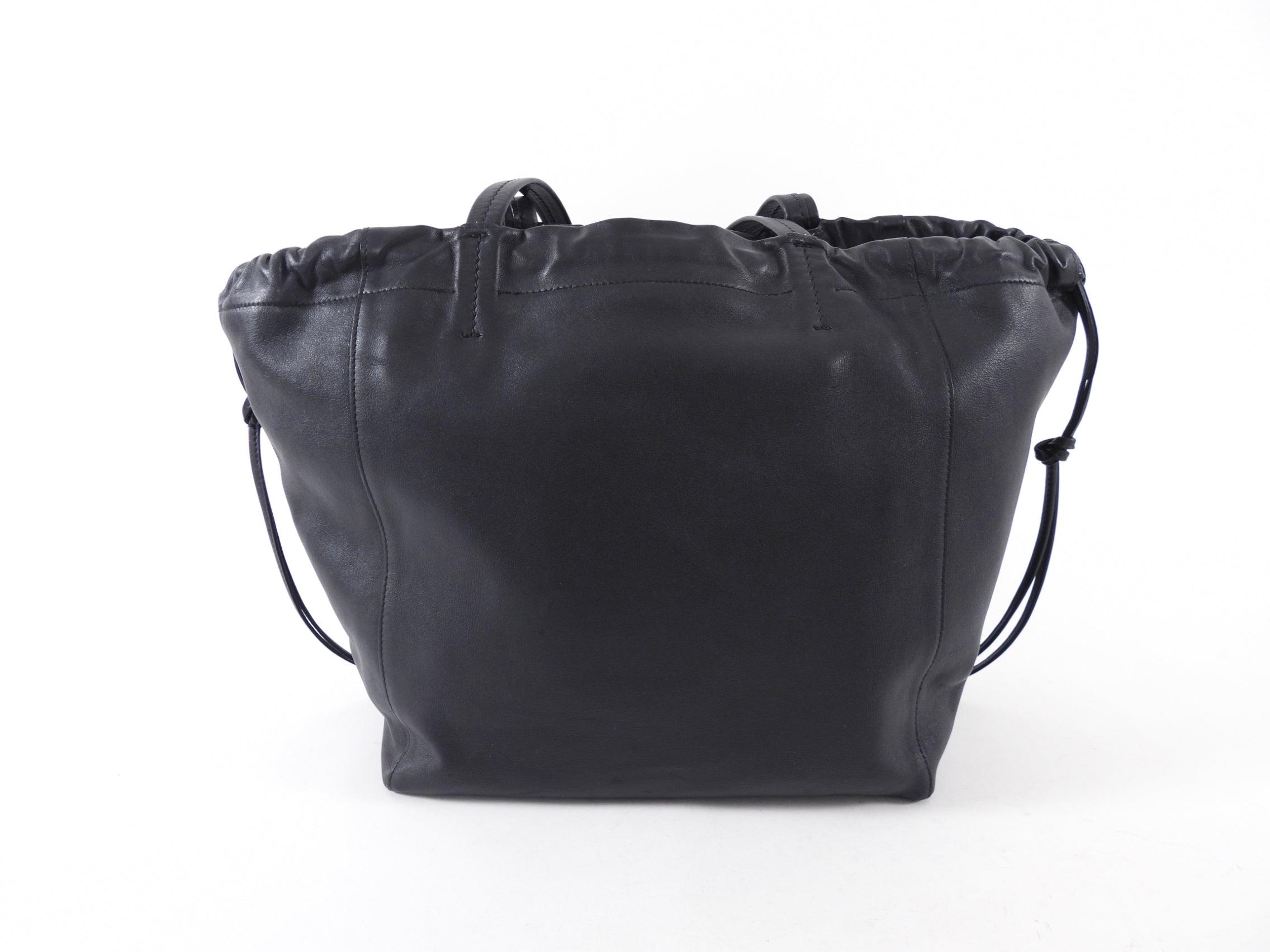 Celine Black Soft Leather Cabas Tote Bag