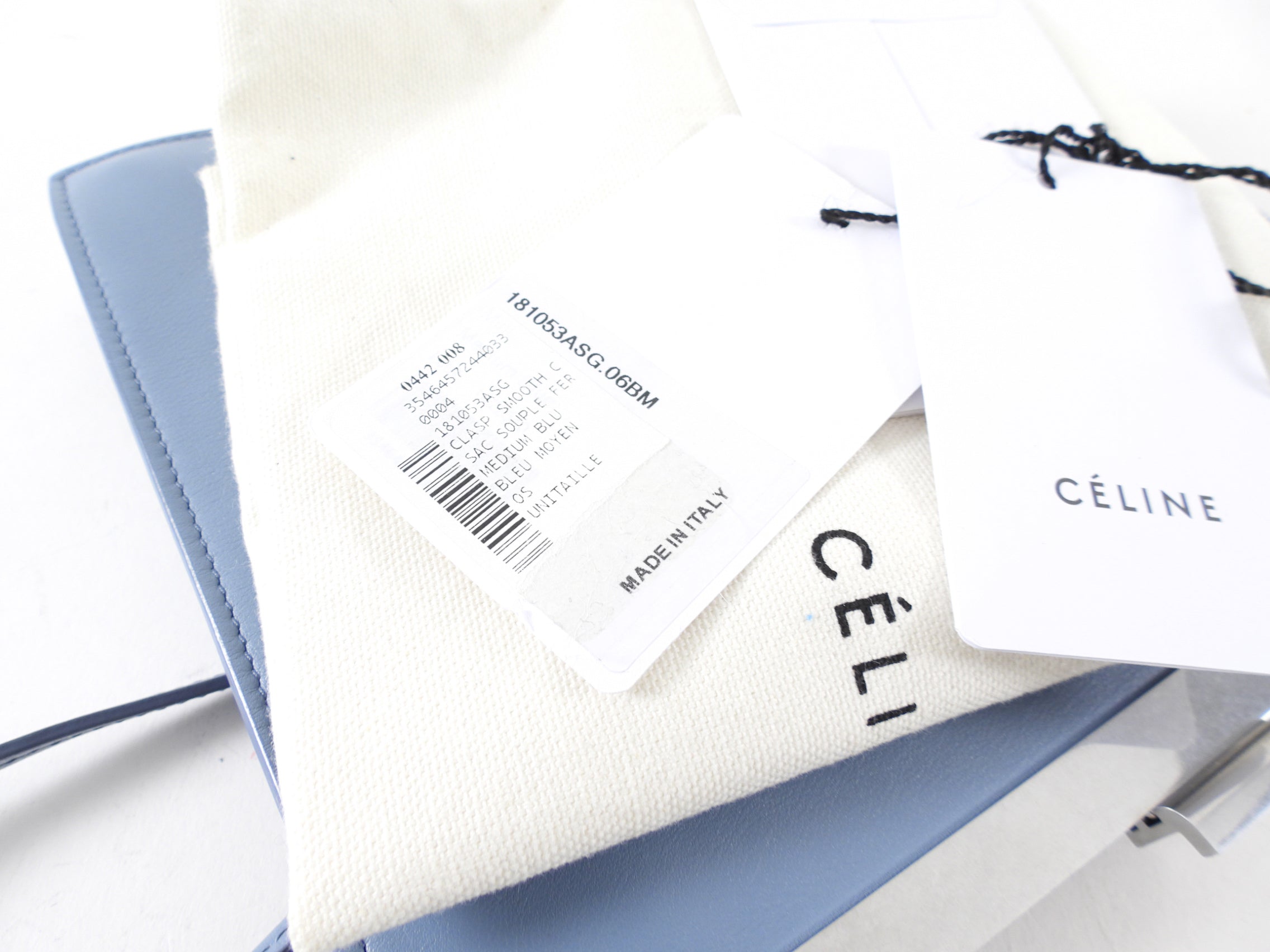 Celine Light Blue Smooth Leather Clasp Frame Bag