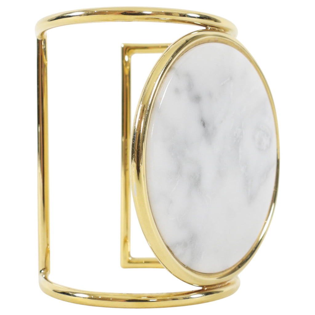 Celine Phoebe Philo Marble and Gold Geometric Cuff Bracelet