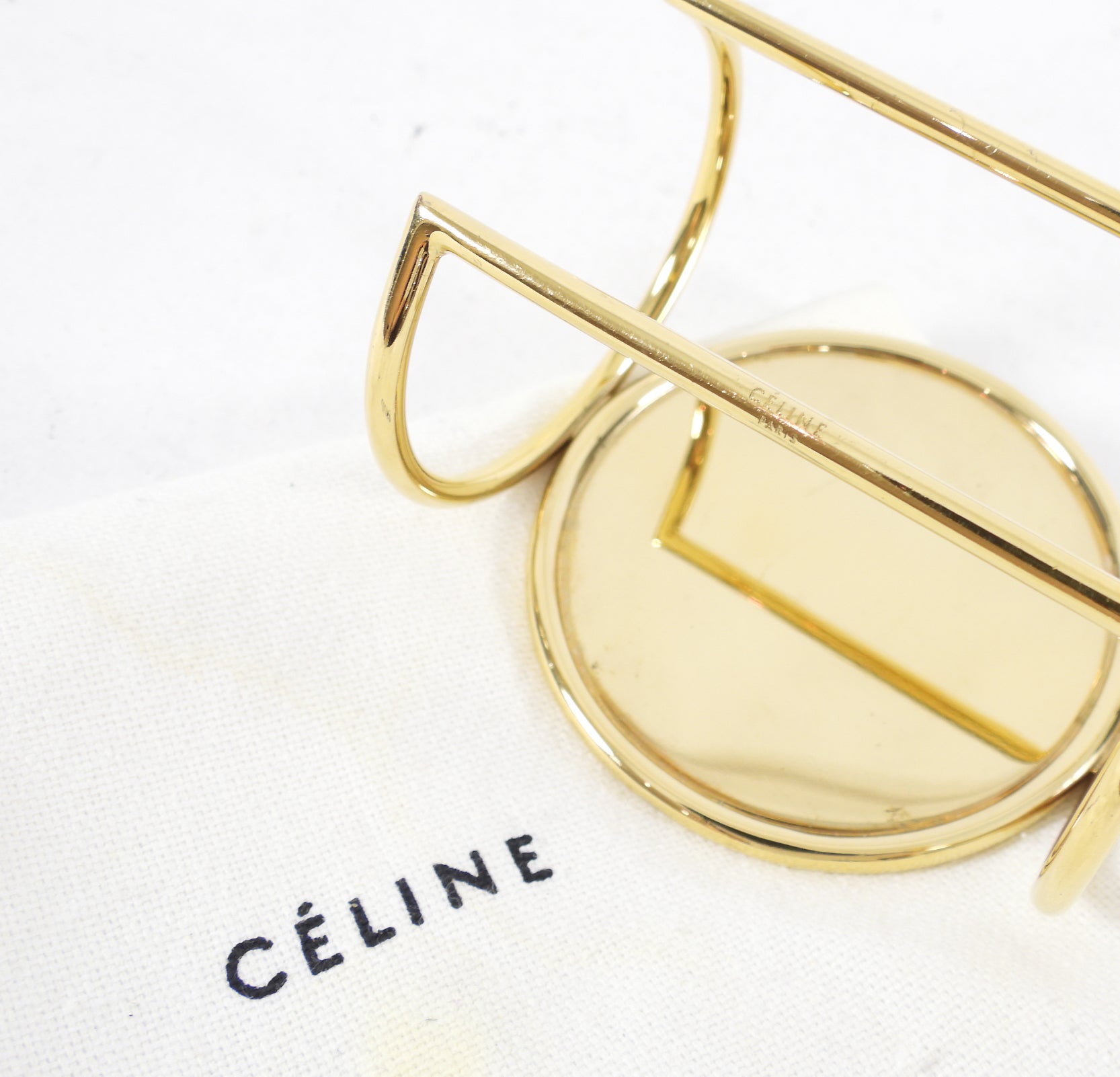 Celine Phoebe Philo Marble and Gold Geometric Cuff Bracelet