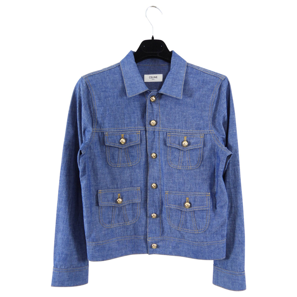 Celine Blue Denim Trucker Jacket Lightweight Shirting - M