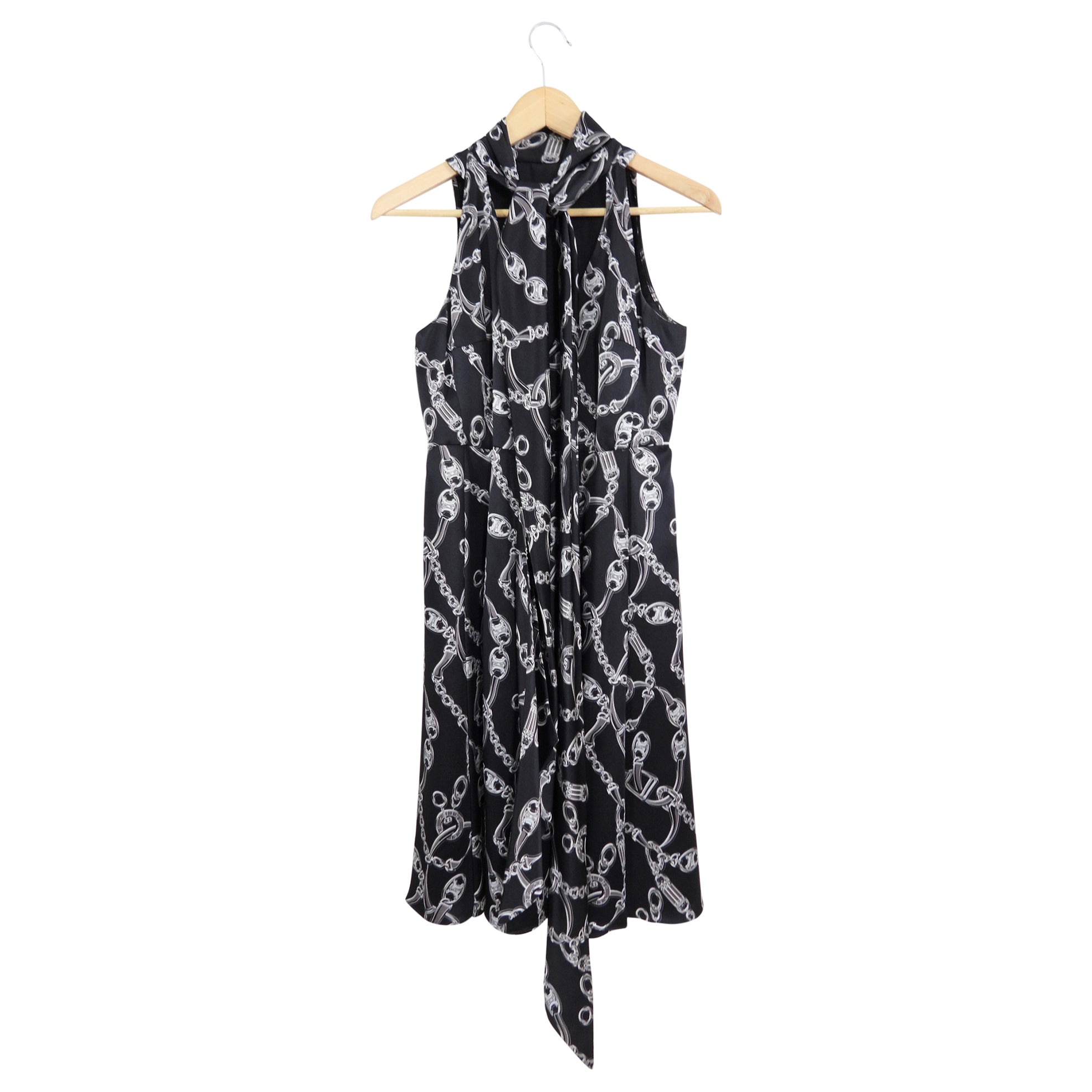 Celine Silk Logo Pattern Sleeveless Dress - 2 / XS