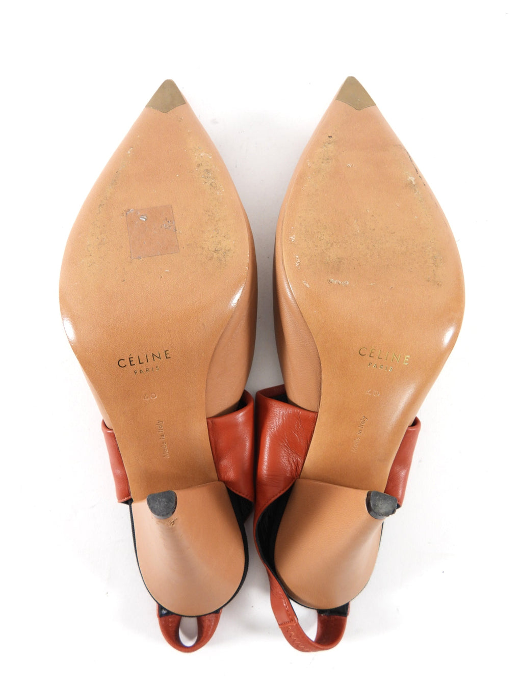 Celine Phoebe Philo Beige Two Tone V-neck Pumps - 40