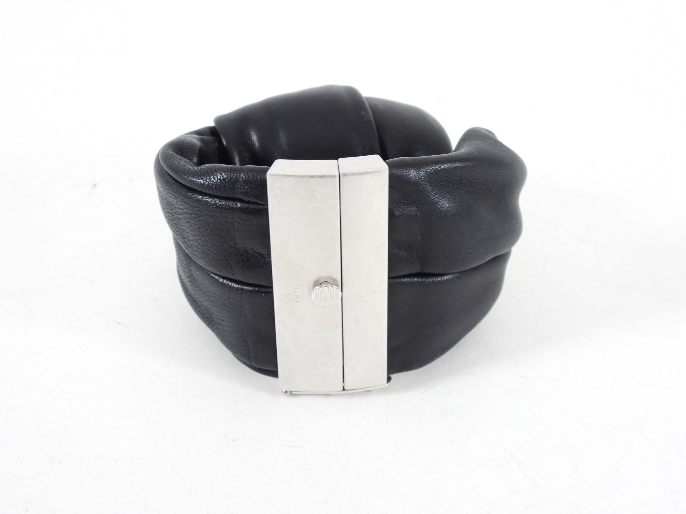 Celine Phoebe Philo Black Leather Knot Bracelet