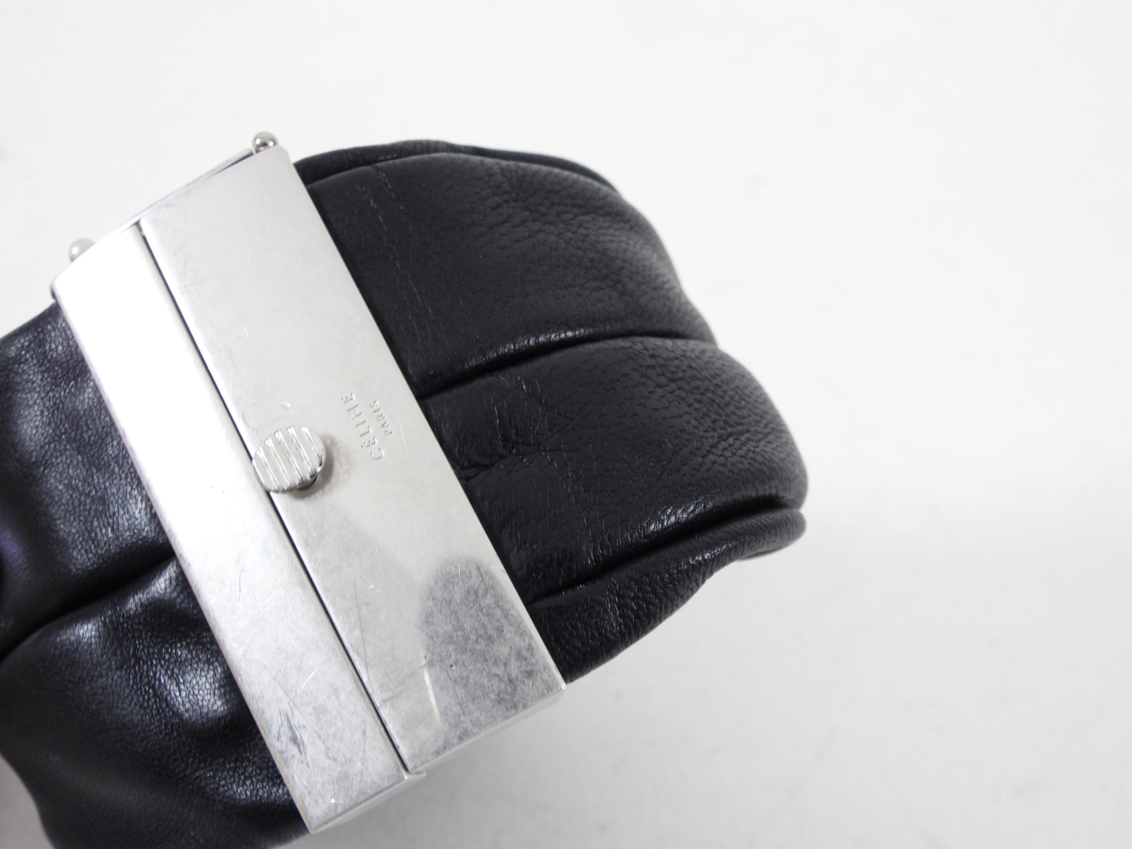 Celine Phoebe Philo Black Leather Knot Bracelet