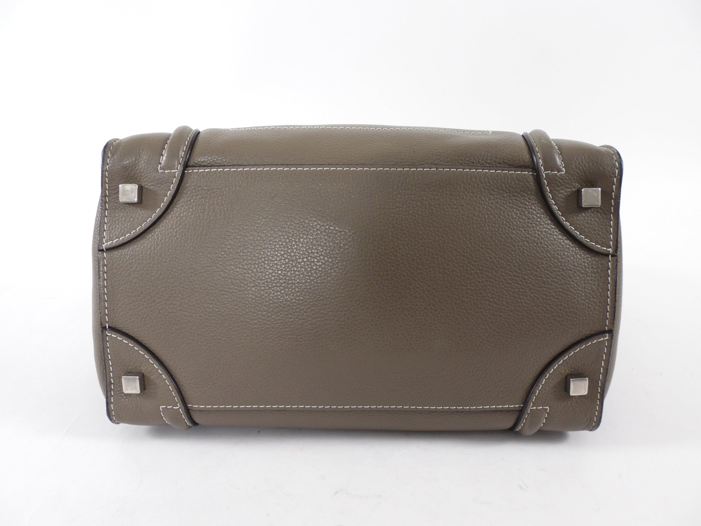 Celine Taupe Leather Micro Luggage Tote Bag