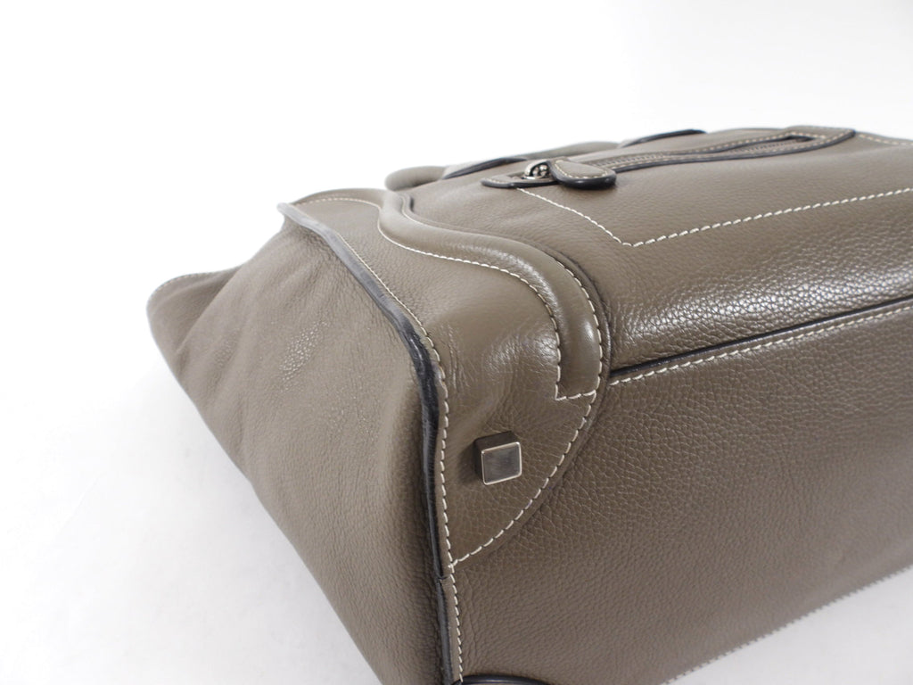Celine Taupe Leather Micro Luggage Tote Bag