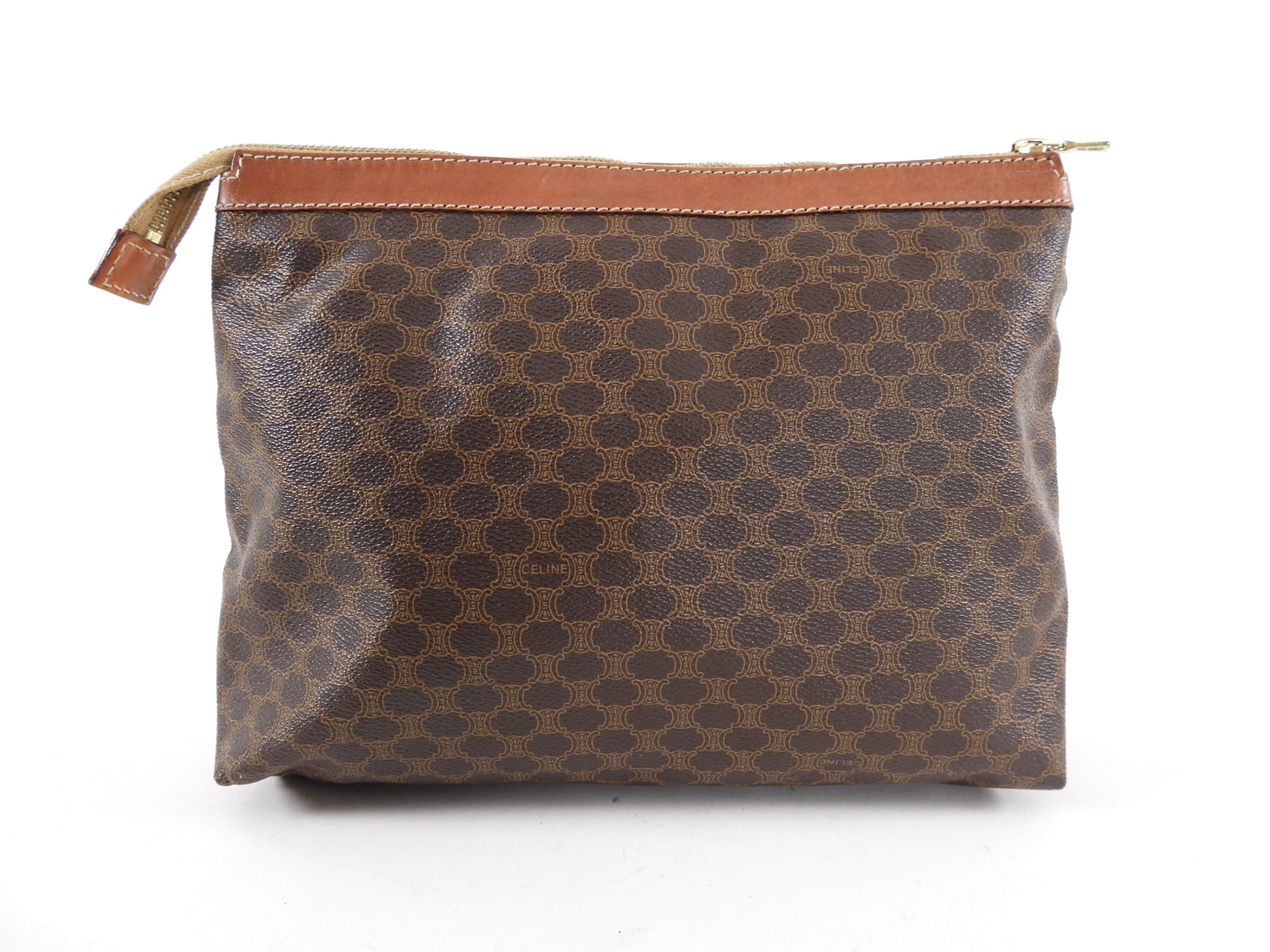 Celine Vintage 1980's Macadam Coated Canvas Toiletry Pouch Bag