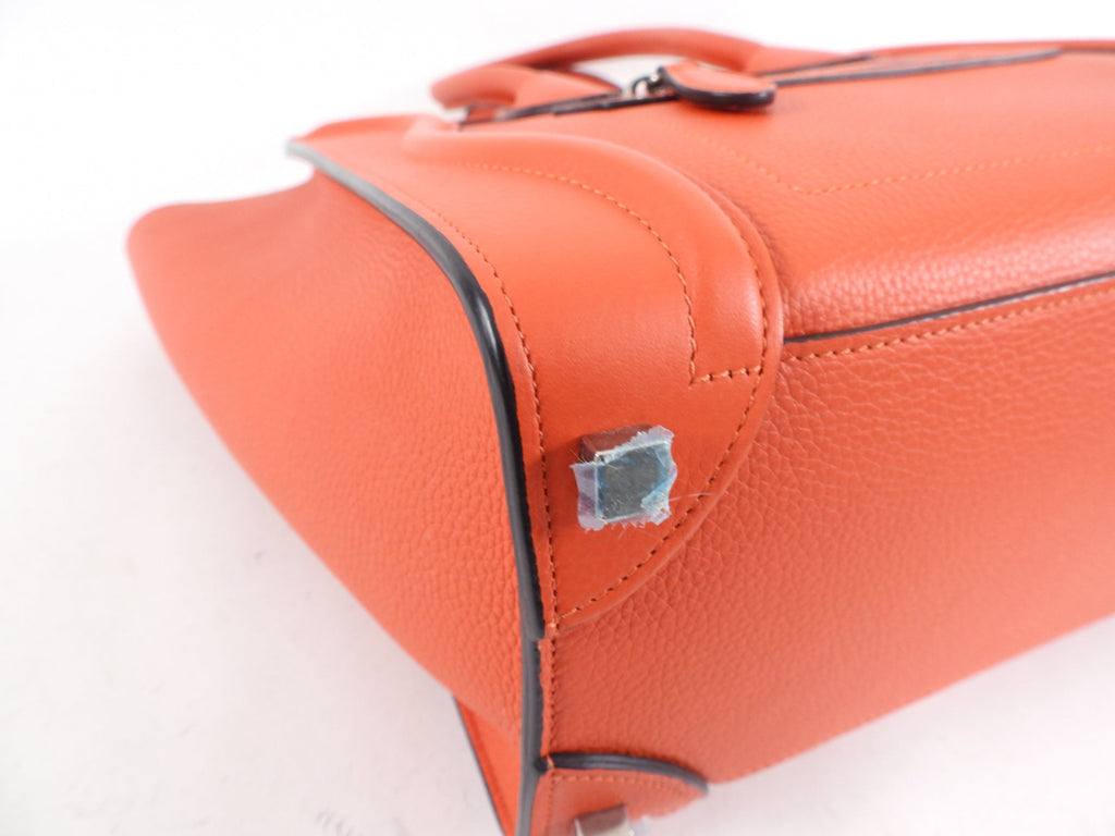 Celine Orange Micro Luggage Tote Bag