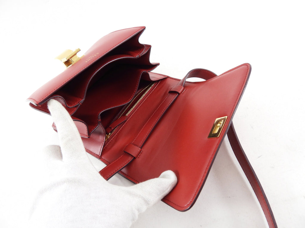 Celine Red Smooth Leather Small Box Bag